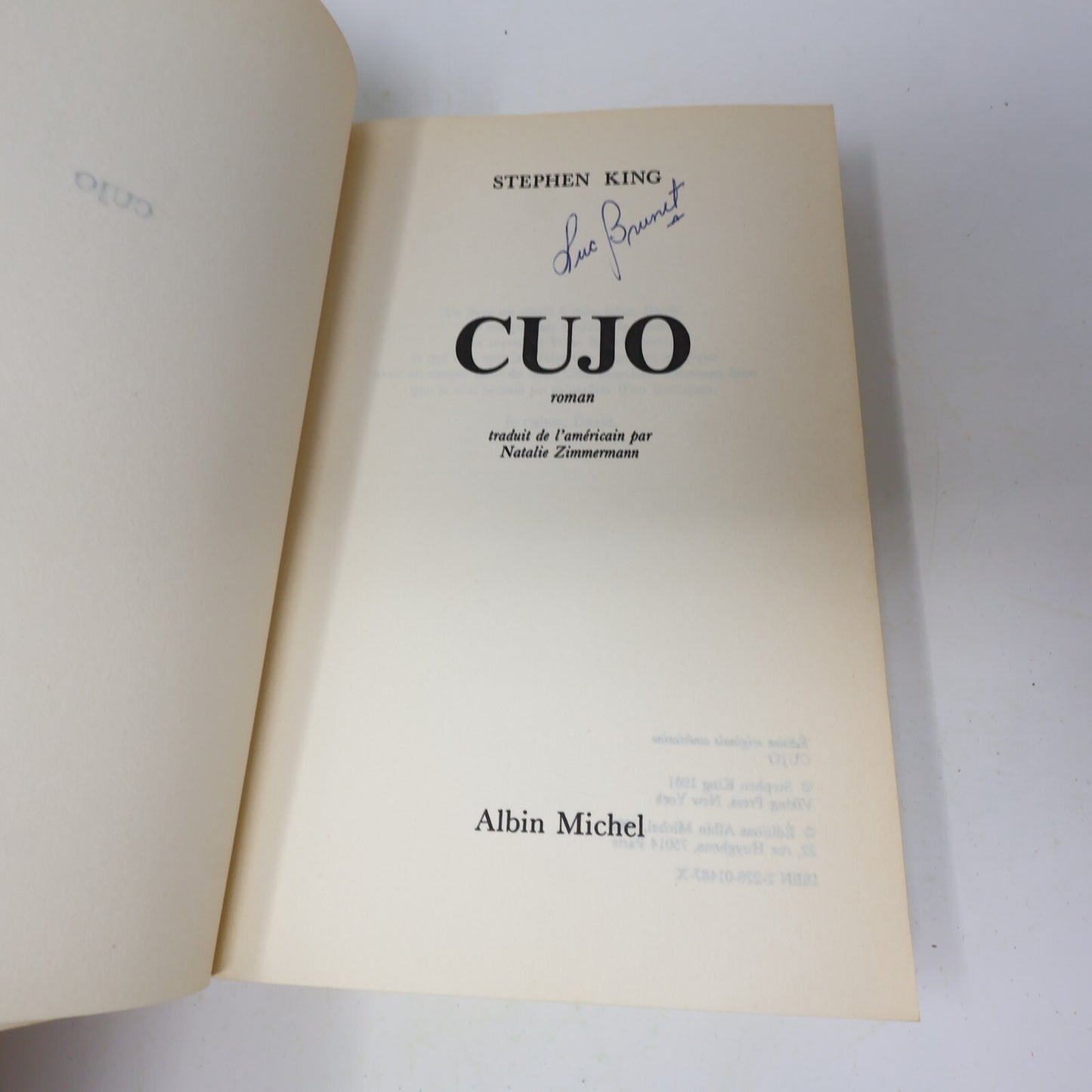 Cujo Stephen King Albin Michel 1982 Horreur Thriller Français Paperback Livre PB