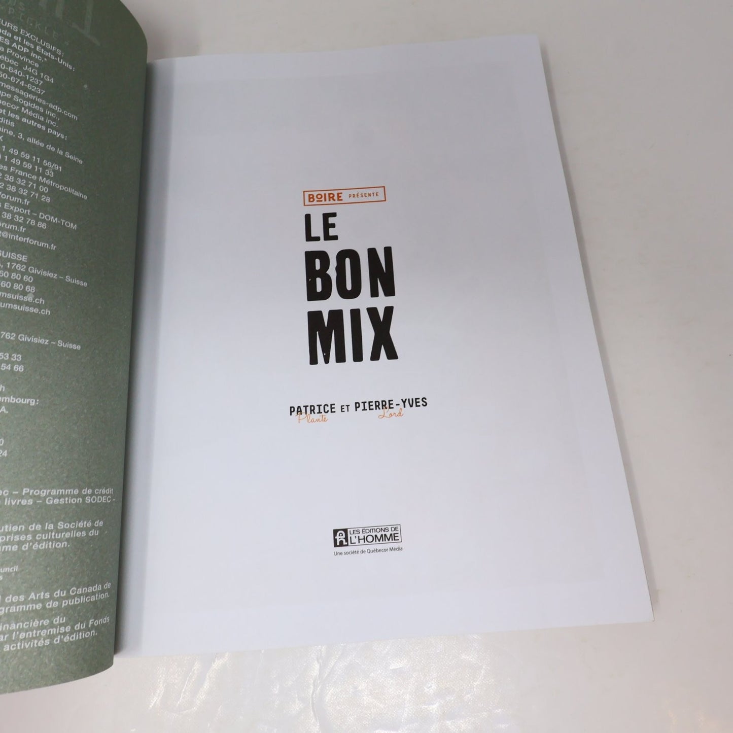 Le Bon Mix Patrice Plante Pierre-Yves Lord 2015 Recettes Cocktail Livre Québec