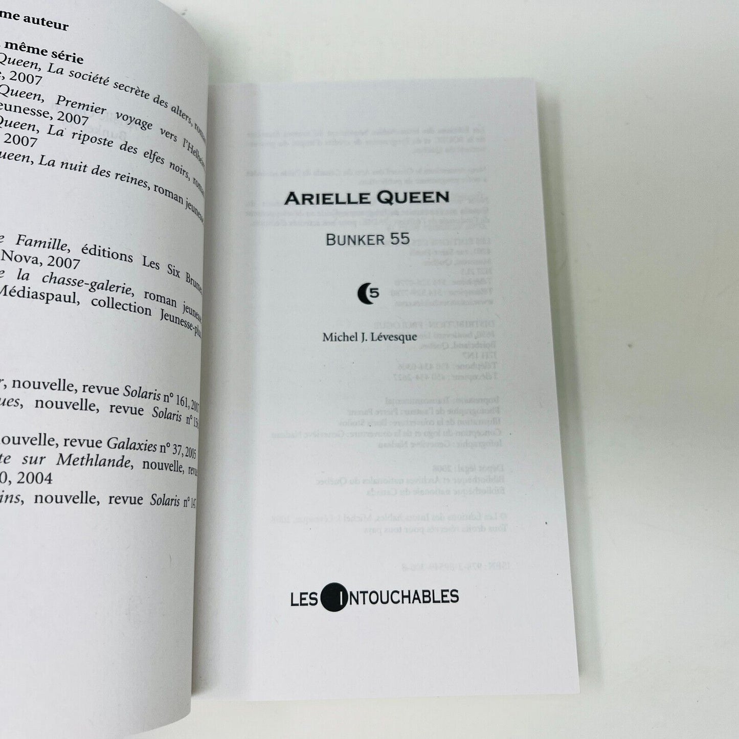 2008 Arielle Queen #5 Bunker 55 de Michel J. Lévesque Livre Les Intouchables