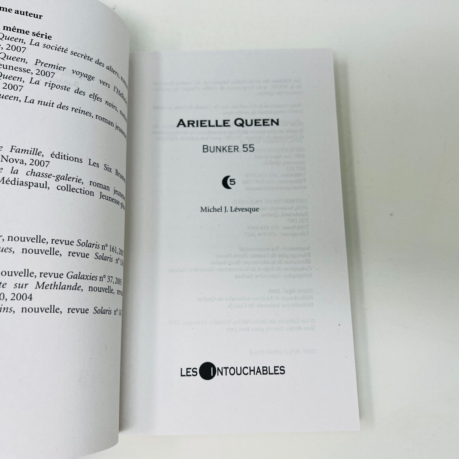 2008 Arielle Queen #5 Bunker 55 de Michel J. Lévesque Livre Les Intouchables