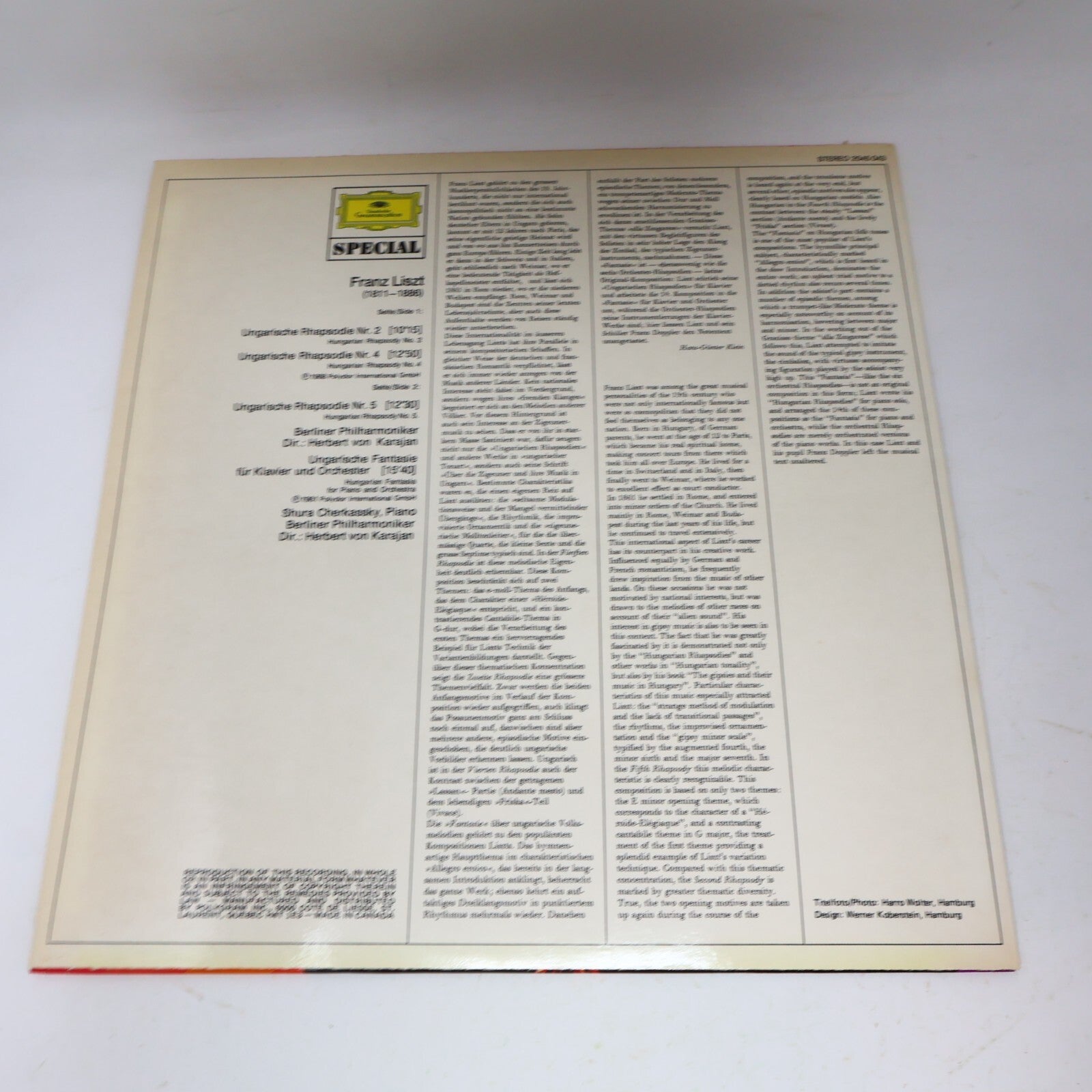 Liszt Fireworks von Karajan Cherkassky Berlin Philharmonic LP Record 2530 788