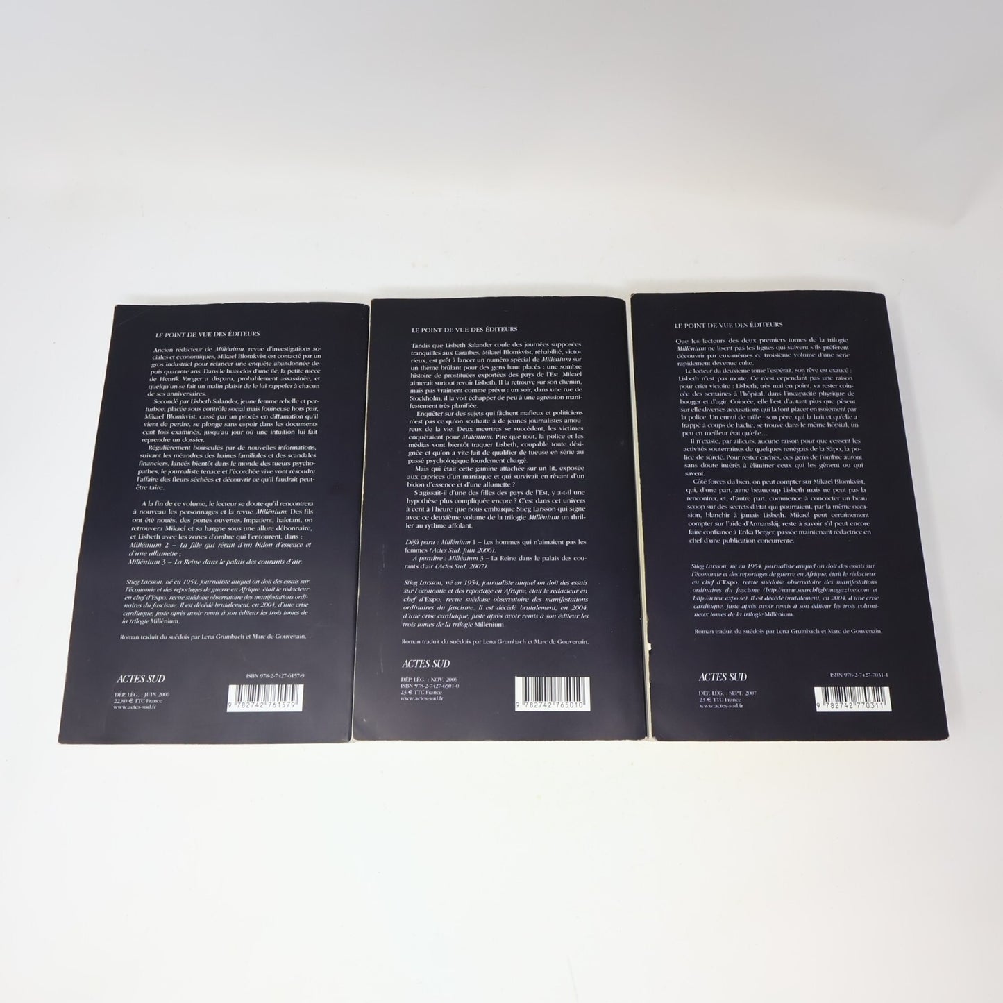 Millénium #1-3 Lot 3 Livres Stieg Larsson Français French Actes Sud 2000s PB