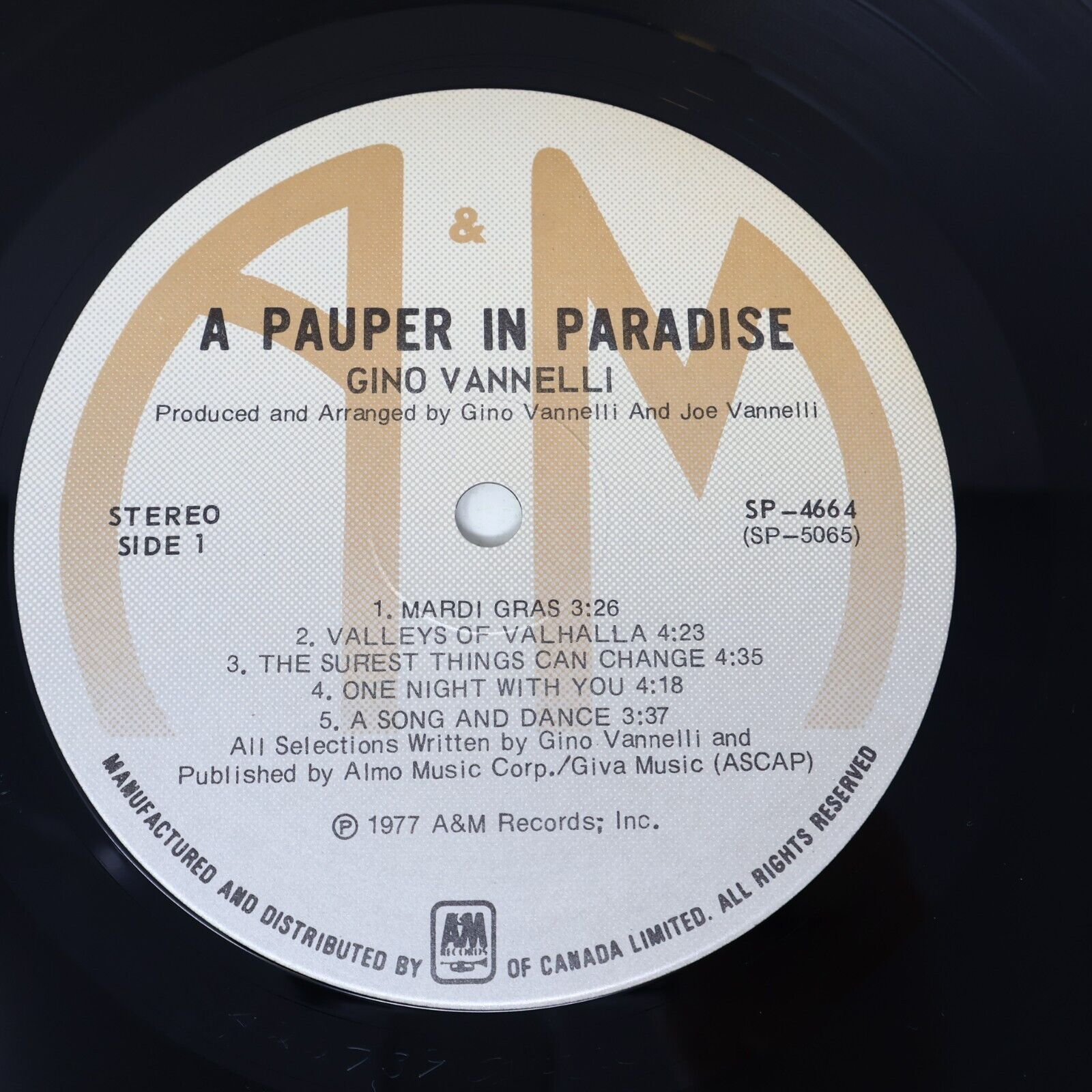 Gino Vannelli A Pauper In Paradise LP Record + Poster A&M SP-4664 Canada 1977