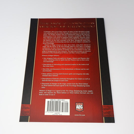 2009 Legend of the Five Rings Masters of Magic L5R by AEG Fantasy RPG Book PB