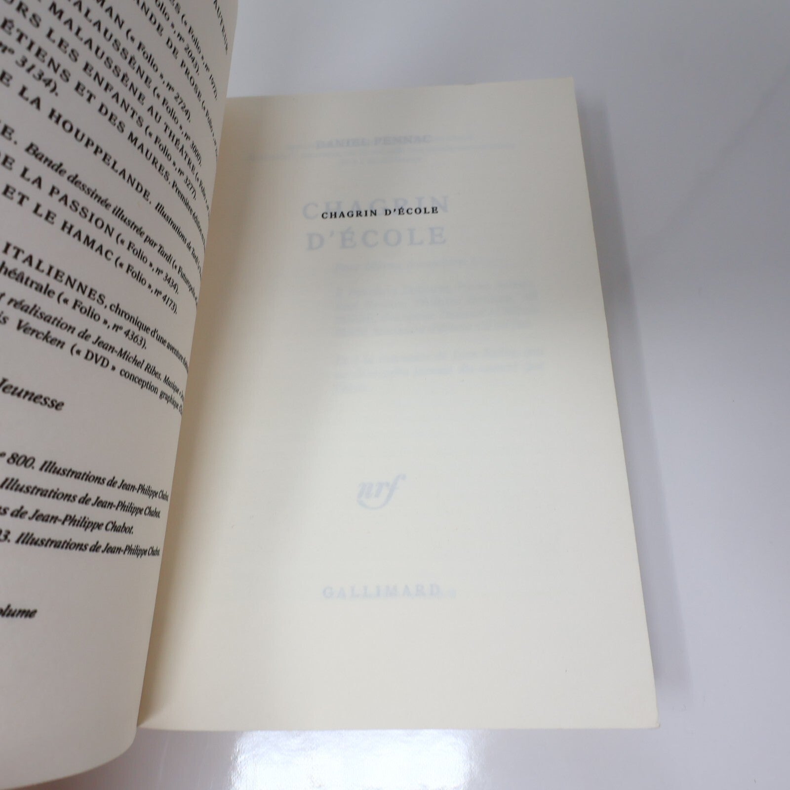 Daniel Pennac Lot 3 Livres Comme un Roman/Chagrin d'École/Au Bonheur des Ogres