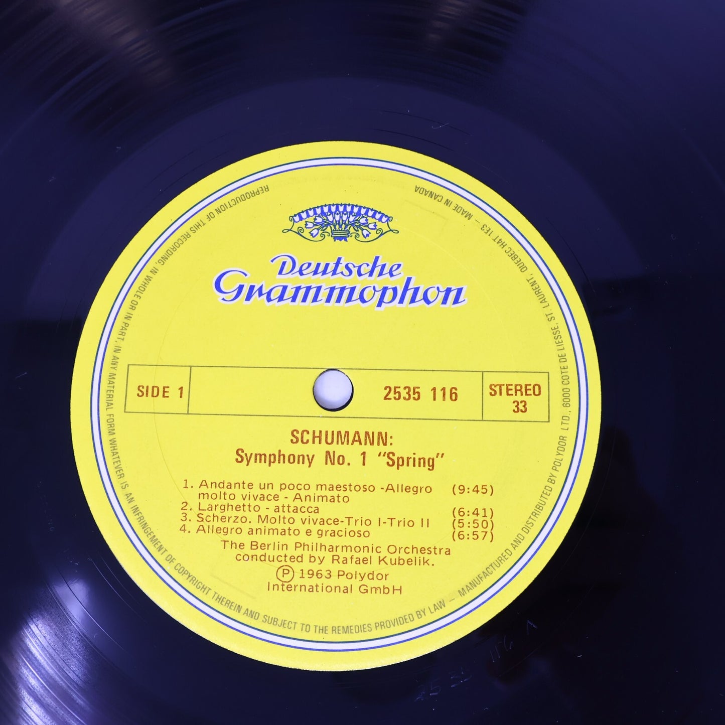 Robert Schumann Rafael Kubelik Berliner Symphonie #1 4 LP 1974 Record 2535 116