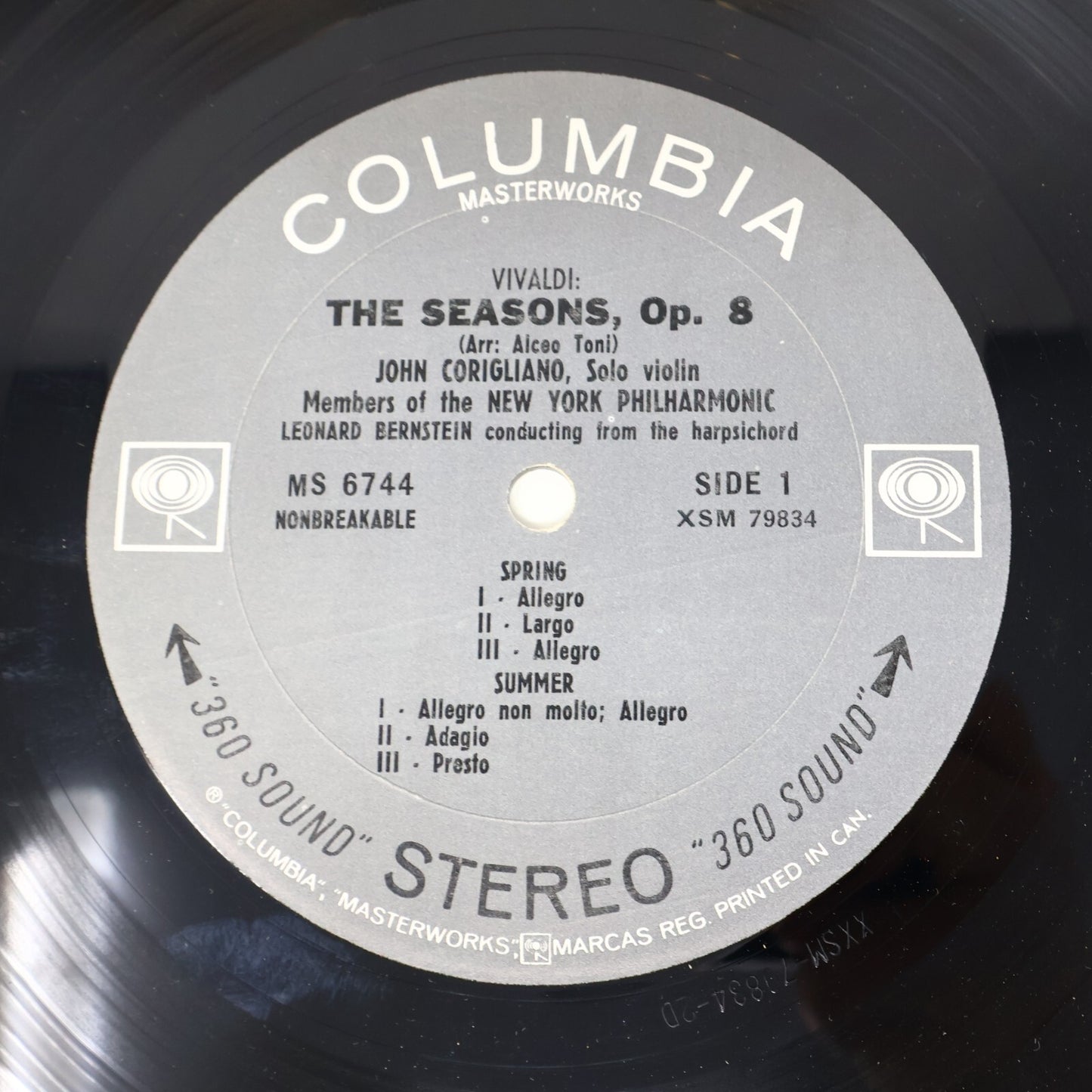 Vivaldi Leonard Bernstein The Four Seasons Op. 8 John Corigliano Record MS 6744