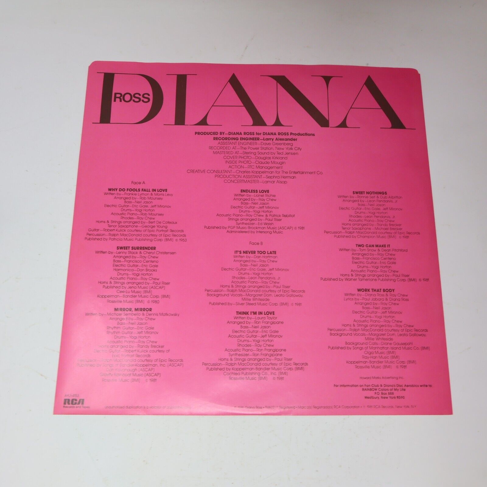 Diana Ross Why Do Fools Fall In Love LP Record Vinyl 1981 RCA Victor AFL1-4153