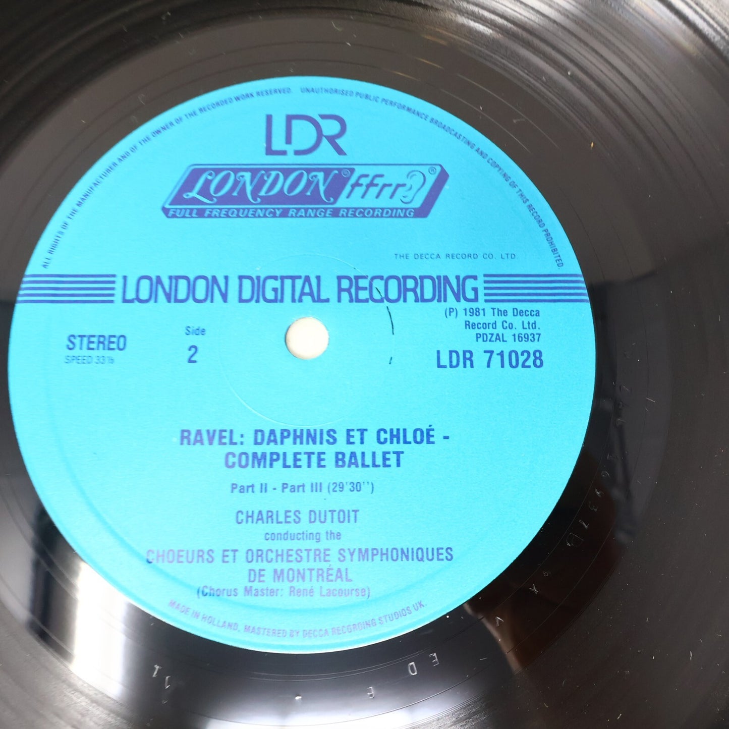 Daphnis Et Chloé Ravel Choeur & OSM Charles Dutoit LP Record Vinyl LDR 71028