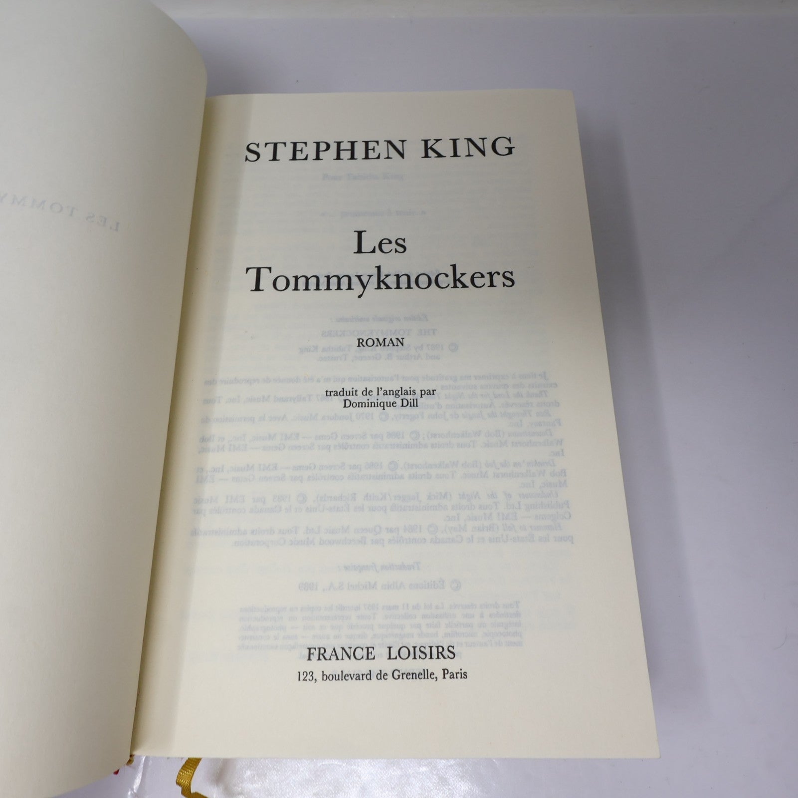 Les Tommyknockers Stephen King France Loisirs 1991 HC DJ Français French Horror