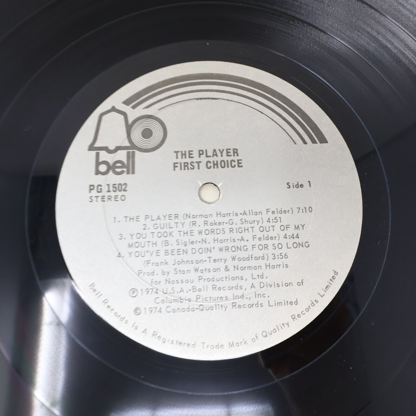 First Choice The Player LP Record Vinyl 1974 PG 1502 Philly Groove Canada Disco