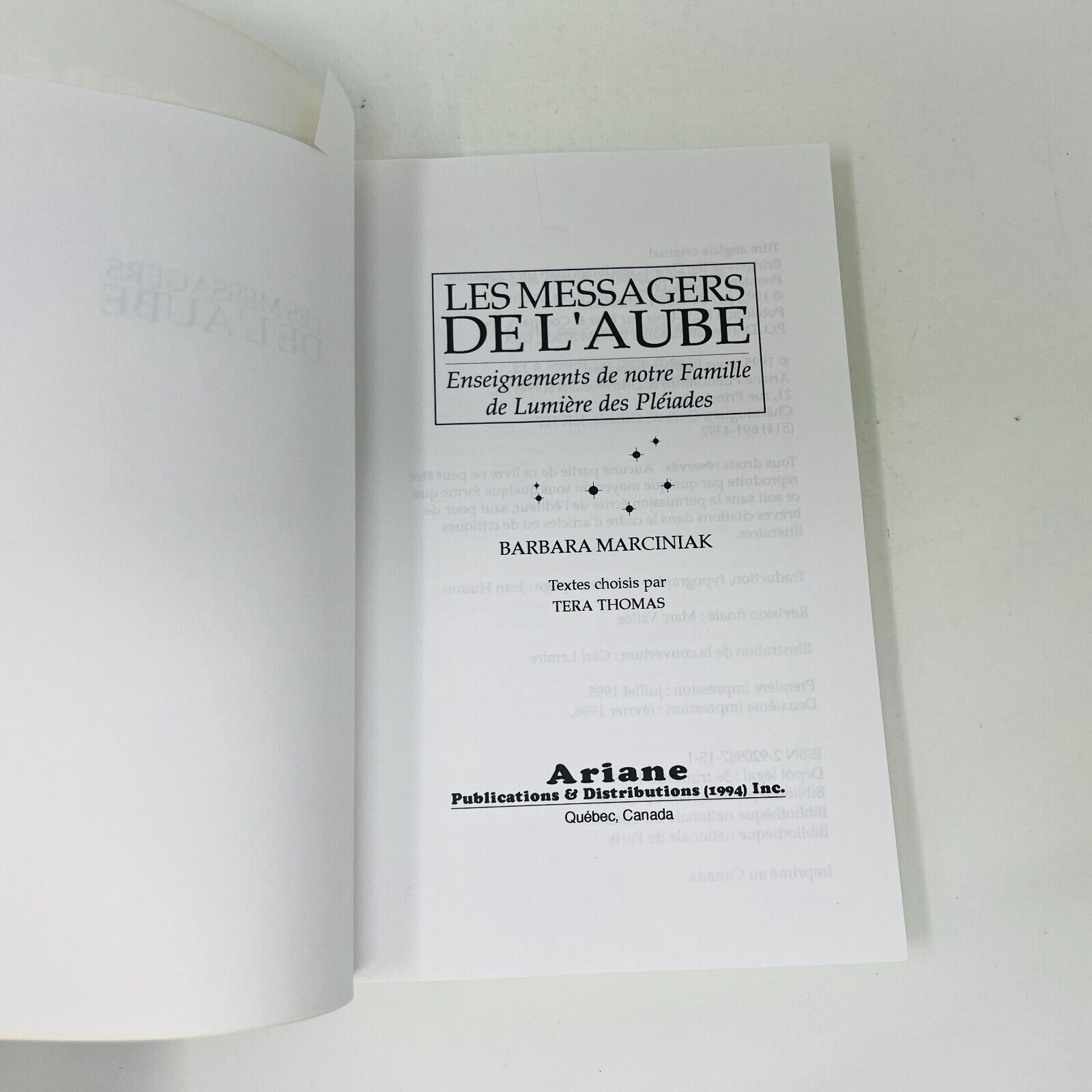 1997 Messagers de l'Aube de Barbara Marciniak Livre Ariane Lumière des Pléiades