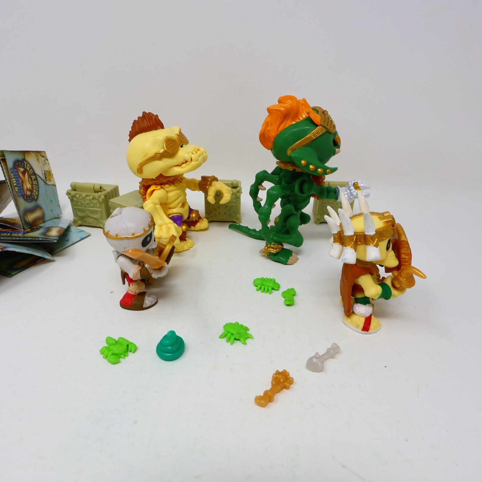 Lot of 4 Treasure X Kings Gold Figures Infernog Gold Nuckles Ivory Slicer Moose