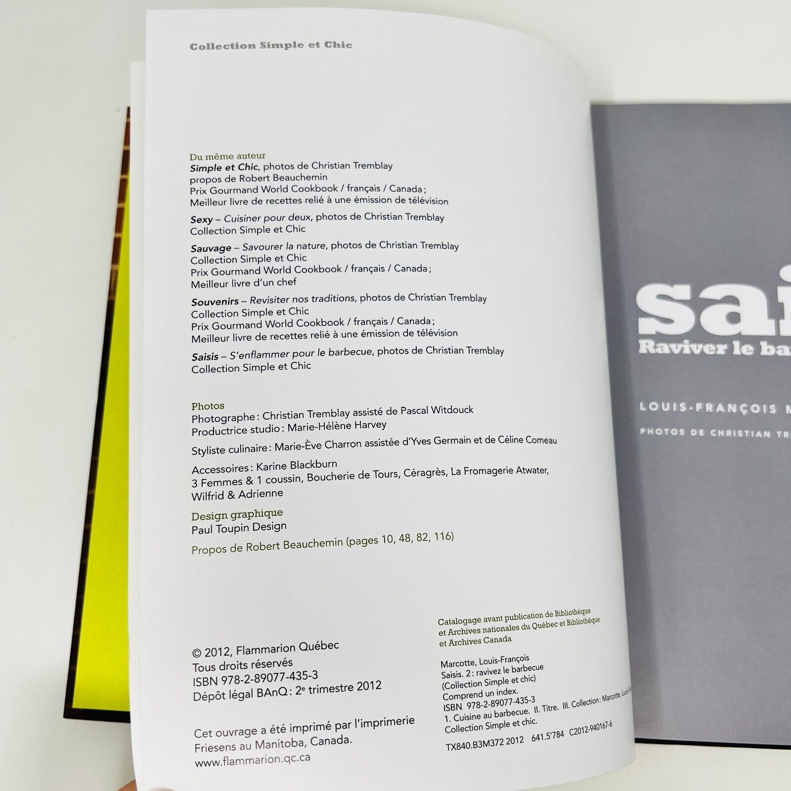 Saisis 1 & 2 de Louis-François Marcotte Lot de Livres Recettes Cuisine Barbecue