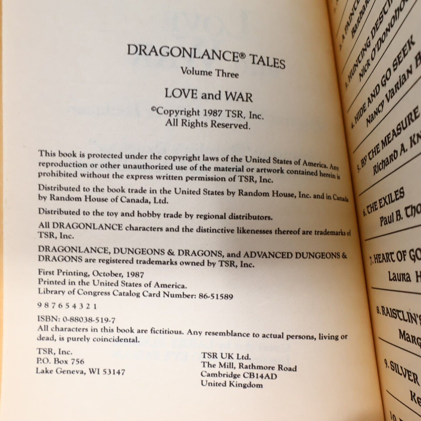 1987 Tales #3 Love and War DragonLance Weis/Hickman TSR Fantasy 1st Print PB 80s