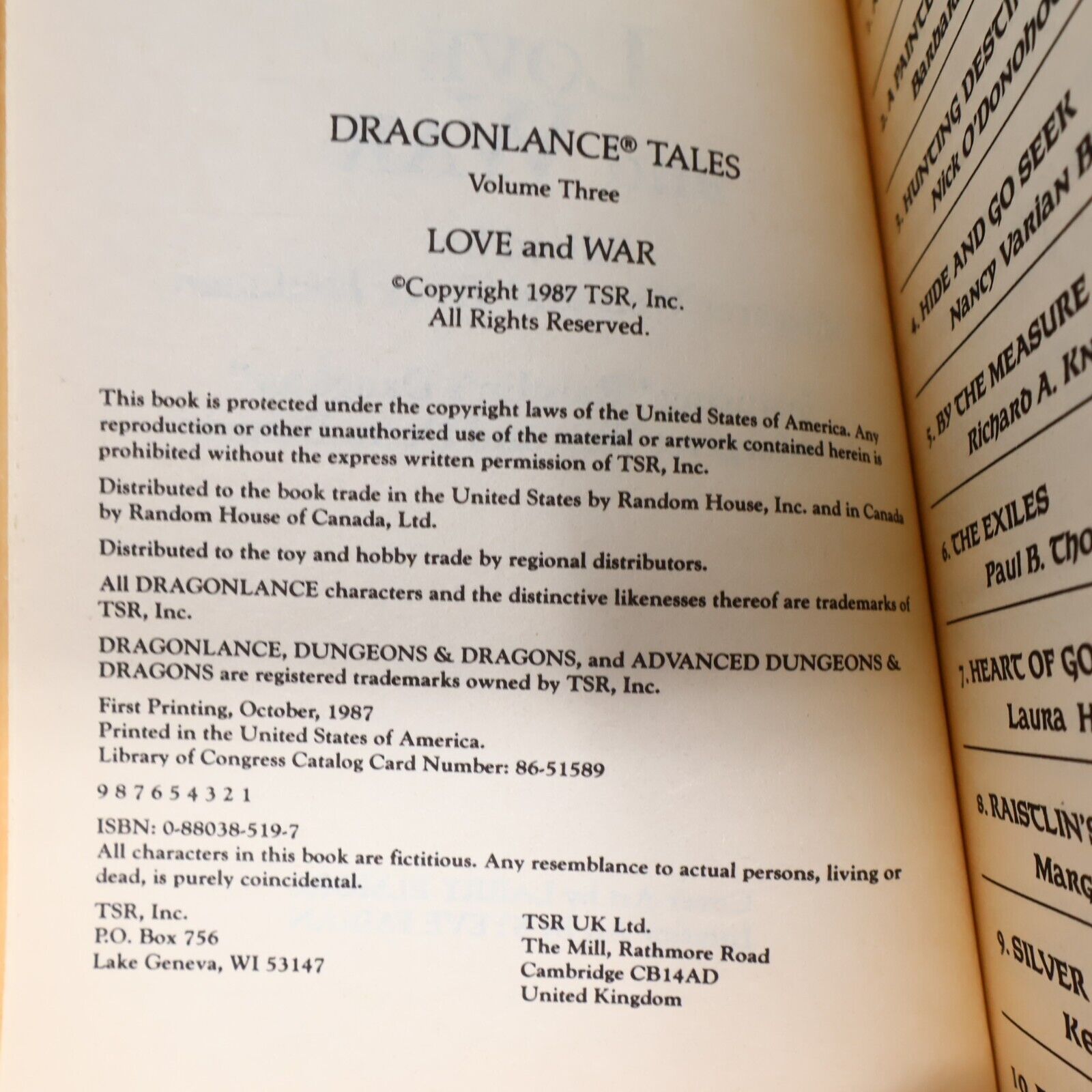 1987 Tales #3 Love and War DragonLance Weis/Hickman TSR Fantasy 1st Print PB 80s