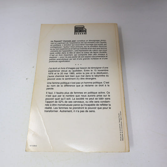1982 Le Pouvoir? Connais Pas! Lise Payette Québec Amérique Biographie Politique