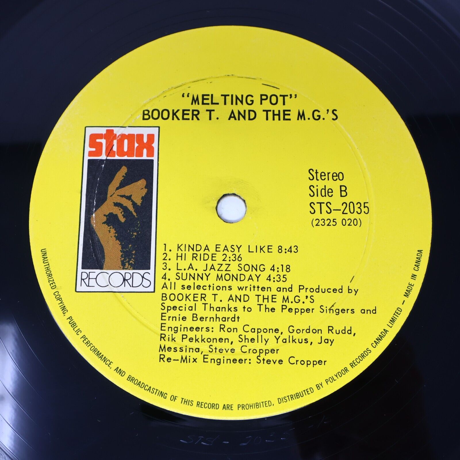 Booker T. & the M.G.'s Melting Pot Stax STS-2035 LP Vinyl Record Fuquawi Hi Ride