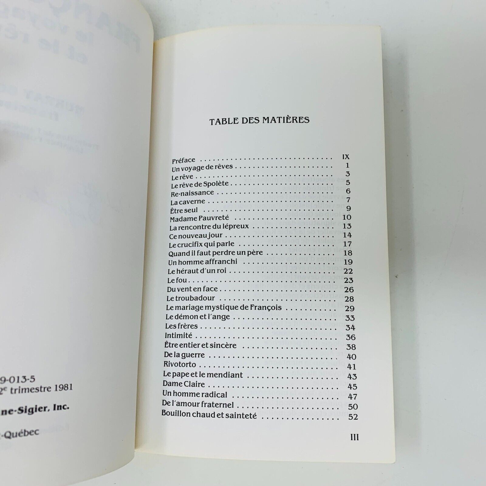1981 François le Voyage et le Rêve Murray Bodo Franciscain Anne-Sigier Religion