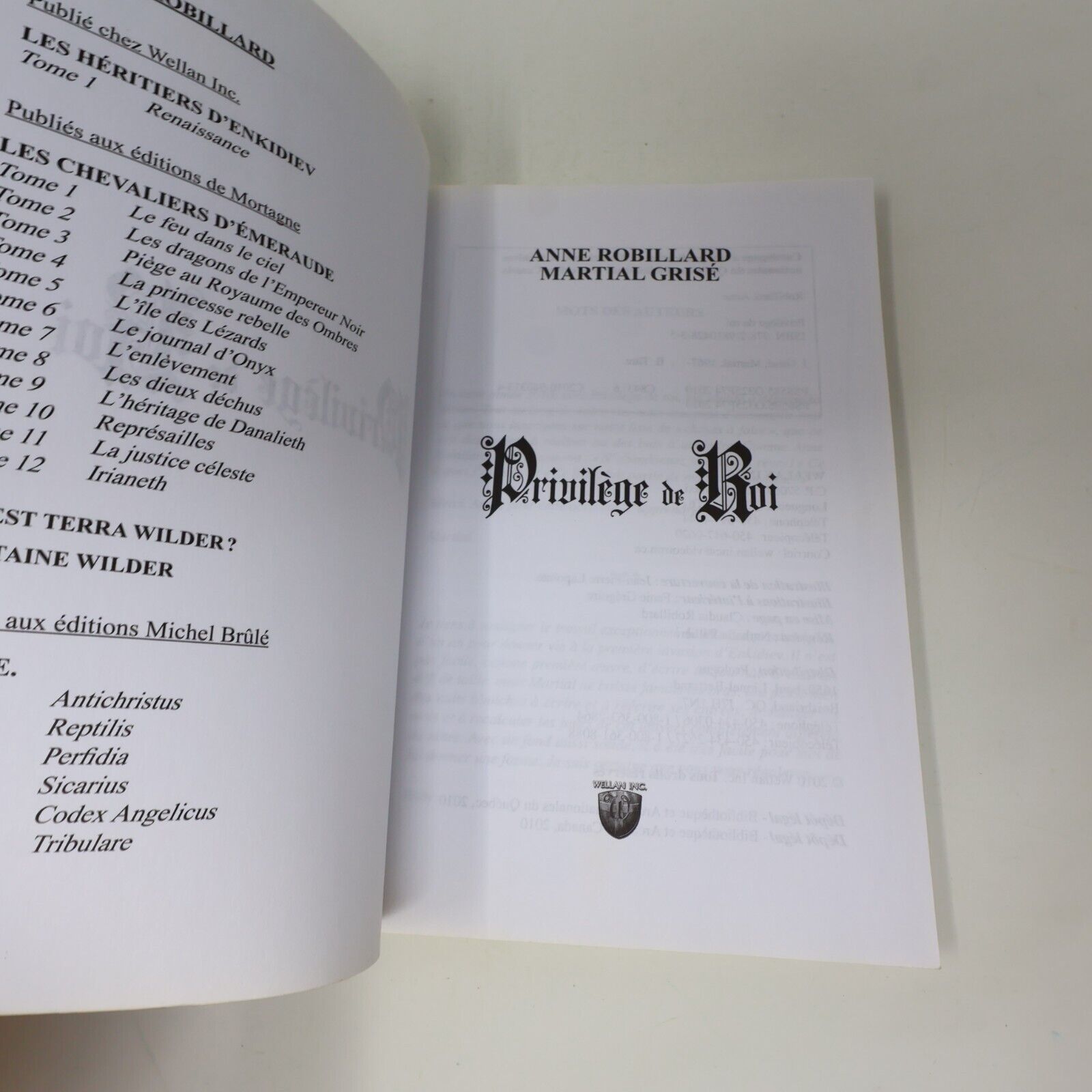 2010 Privilège de Roi Robillard/Grisé Wellan Enkidiev Fantasy Fantastique PB