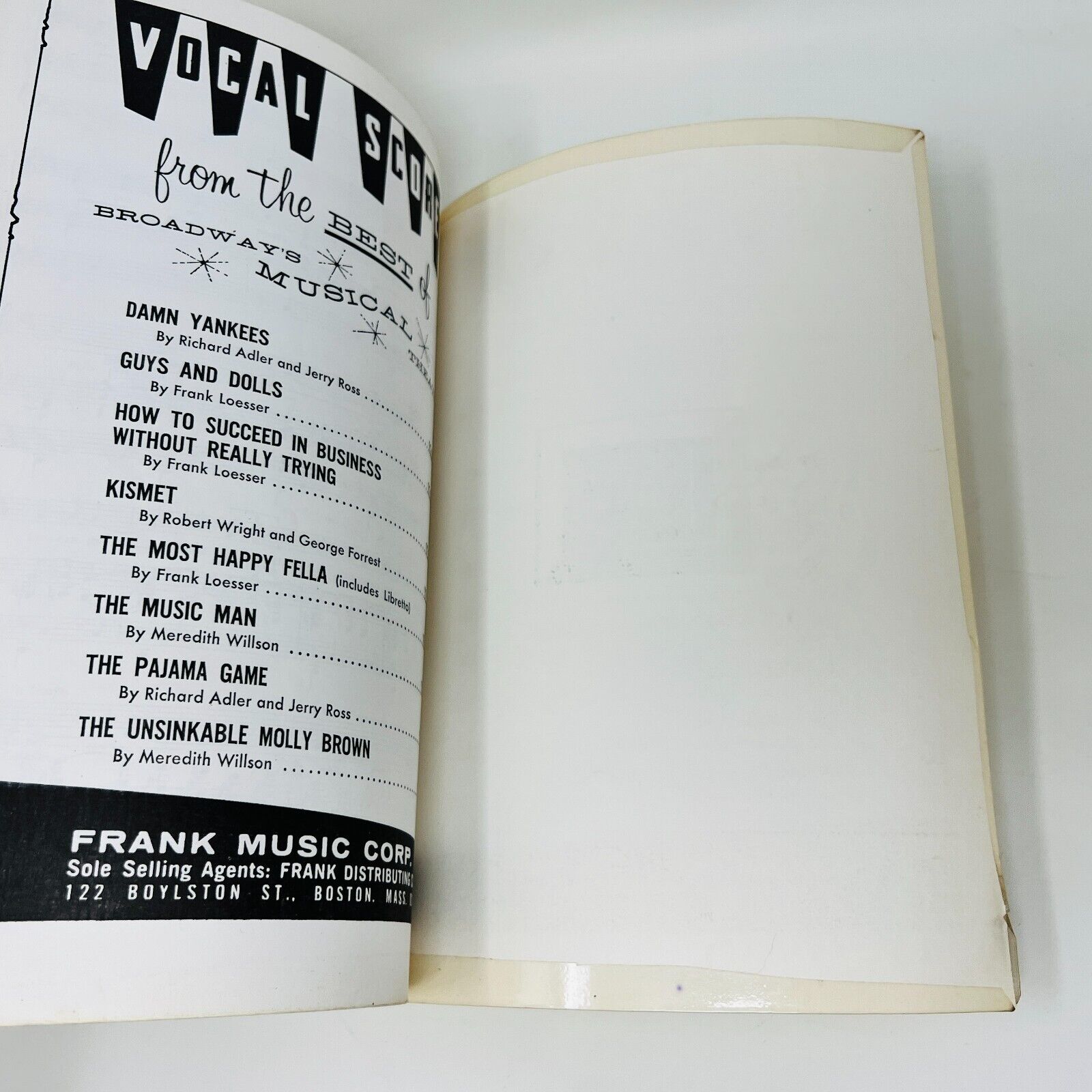 1954 Kismet Vocal Score Robert Wright/George Forrest Frank Music Paperback