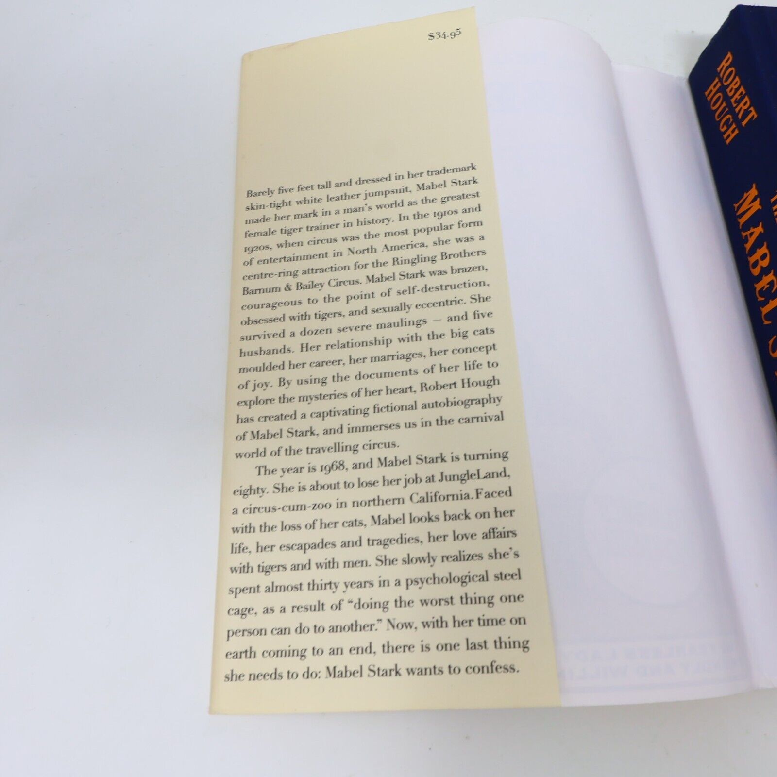 2001 The Final Confession of Mabel Stark A Novel Circus Tiger Trainer 1st Print