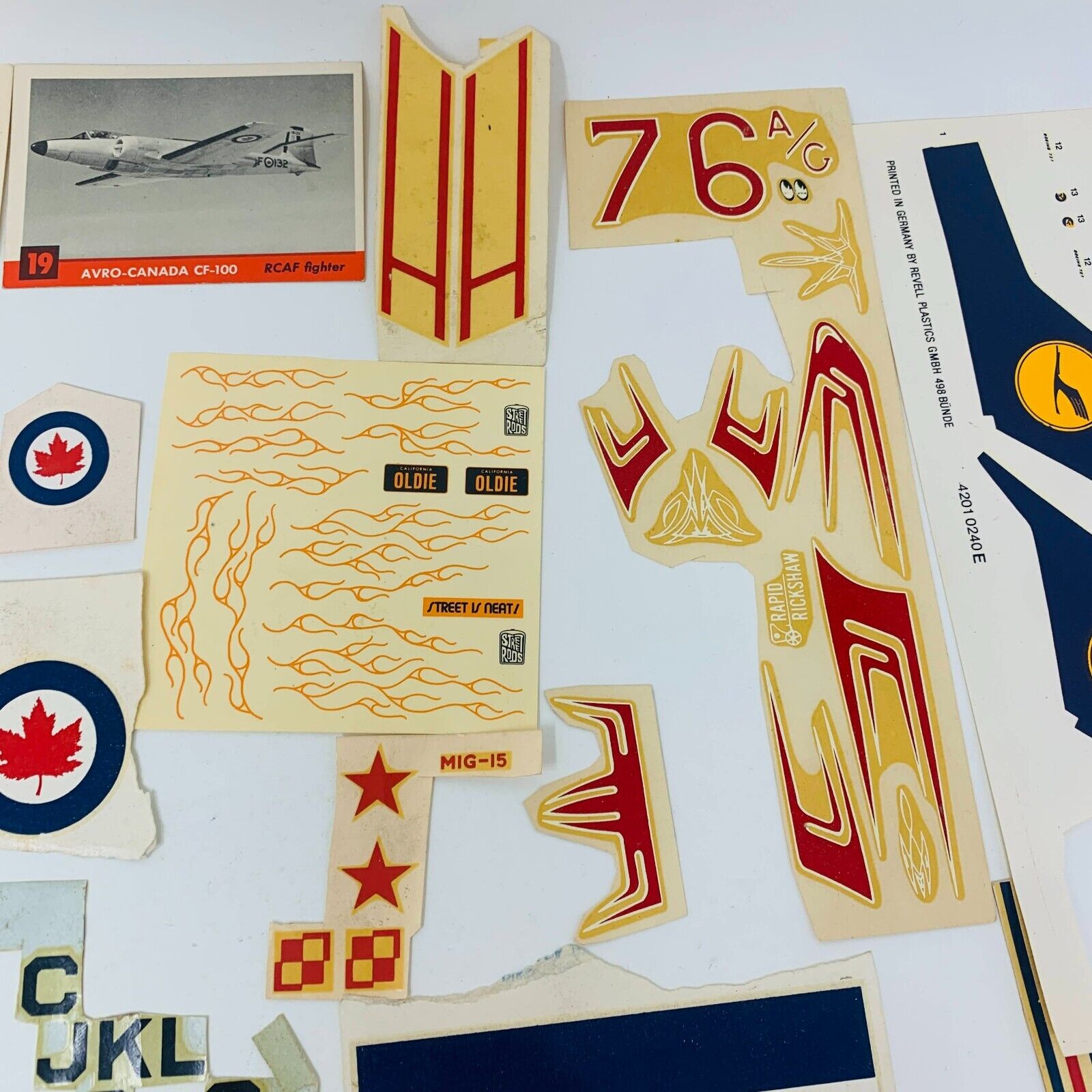 Mixed Lot of Die Cut Decal Sheets for AMT & Others Cars Planes 60-90s Model Kits