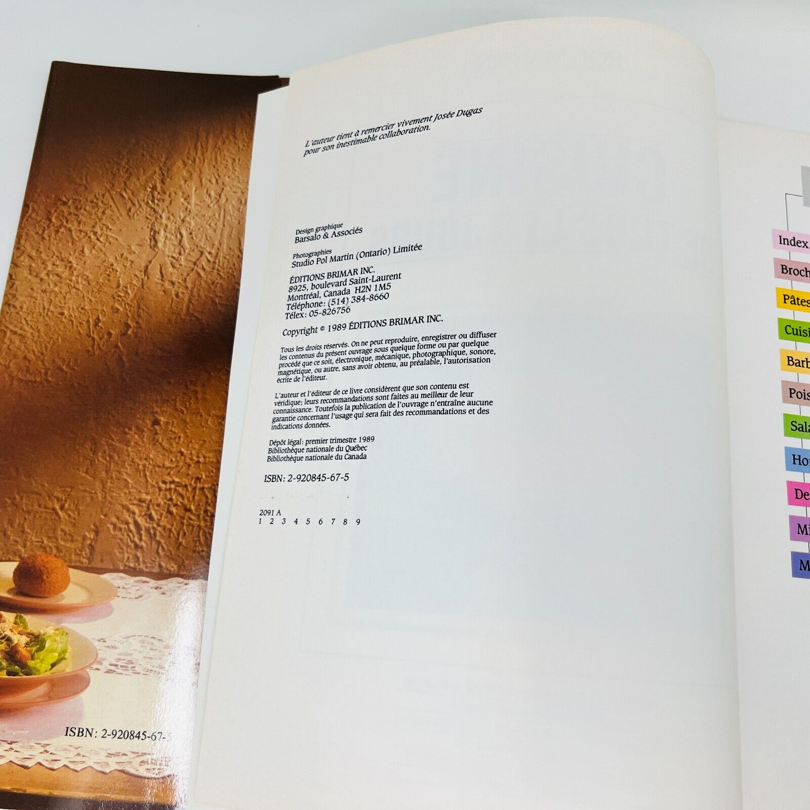 1989 Chef Pol Martin Cuisine de Tous les Jours Livre de Recettes Français Brimar