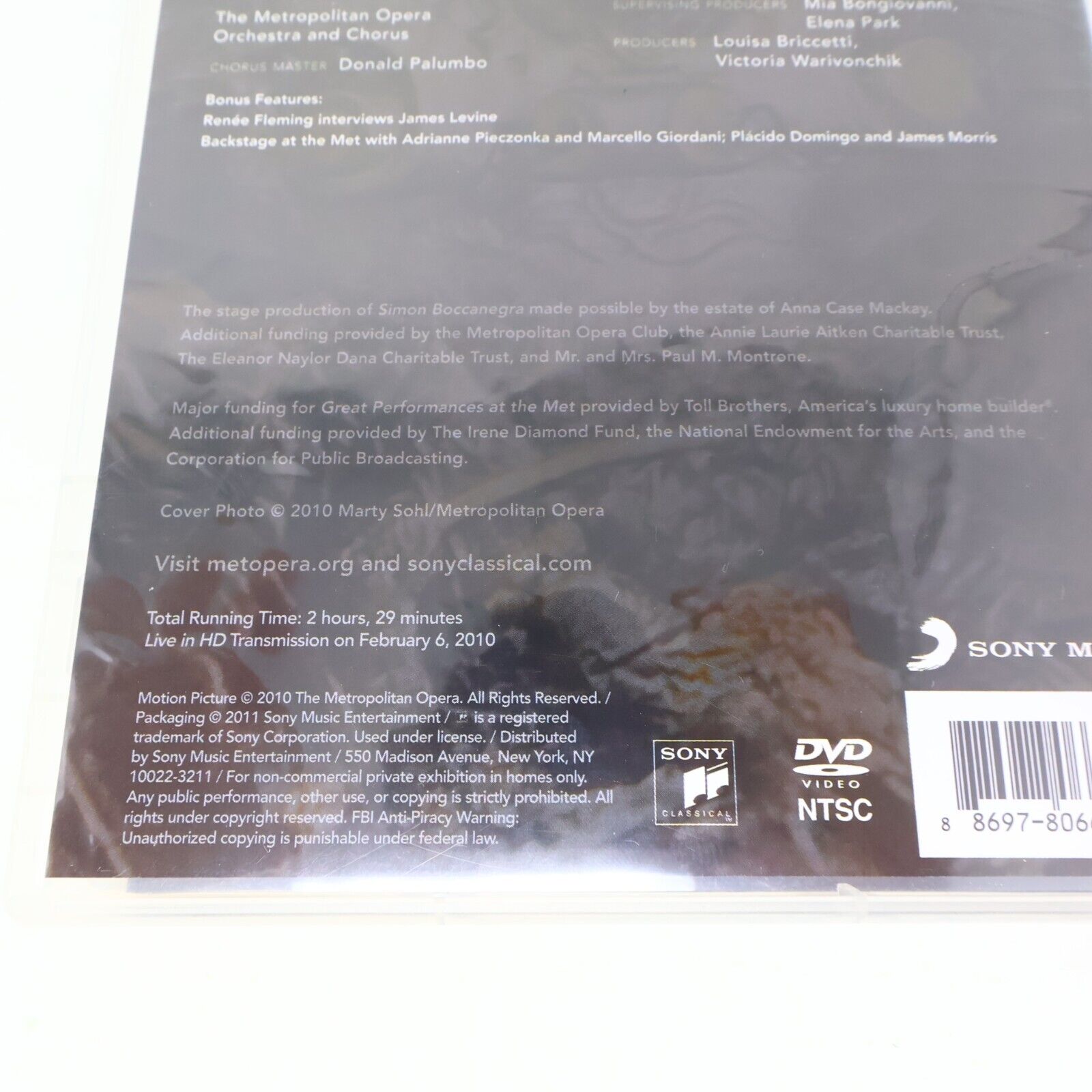 Verdi Simon Boccanegra 2011 DVD NTSC James Levine Placido Domingo James Morris