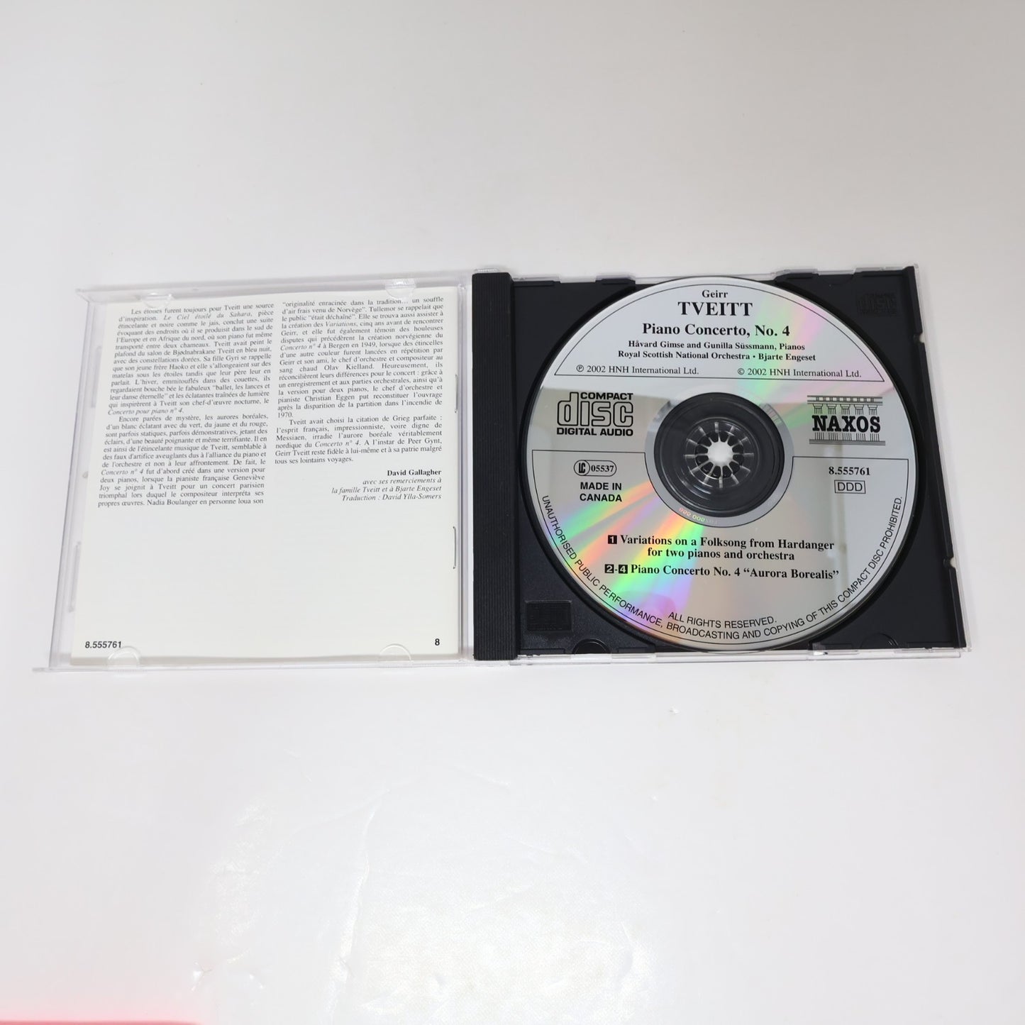 Piano Concerto #4 Aurora Borealis CD Tveitt/Gimse/Sussmann/Engeset/RSNO 2002