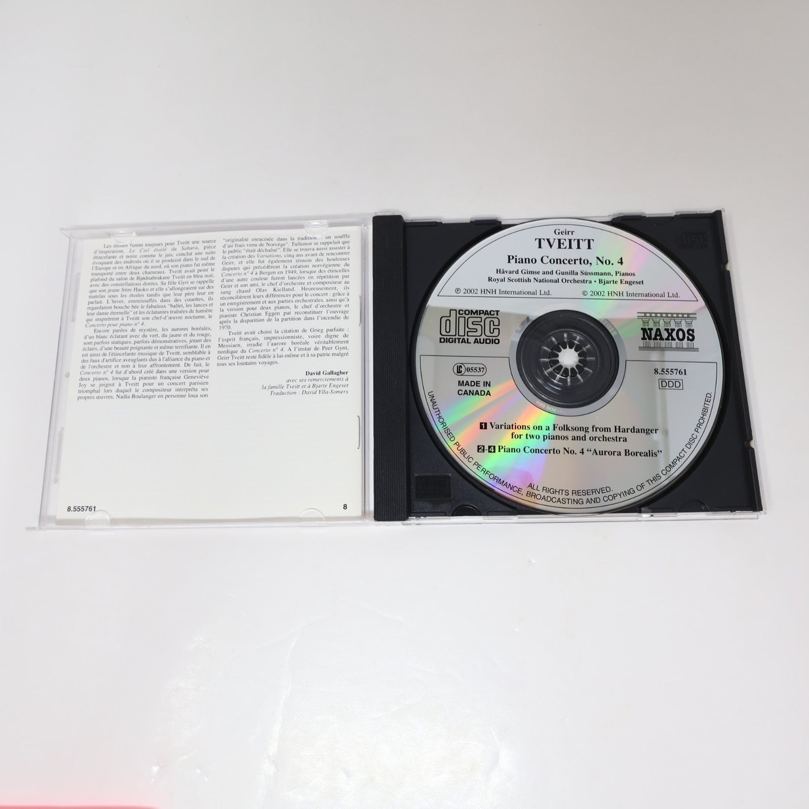 Piano Concerto #4 Aurora Borealis CD Tveitt/Gimse/Sussmann/Engeset/RSNO 2002