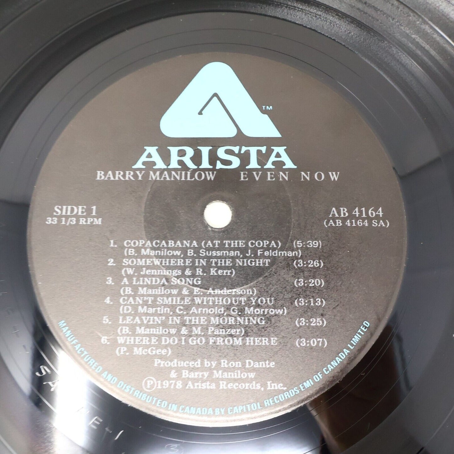 Barry Manilow Even Now LP Record Vinyl Arista AB 4164 Canada Copacabana 1978
