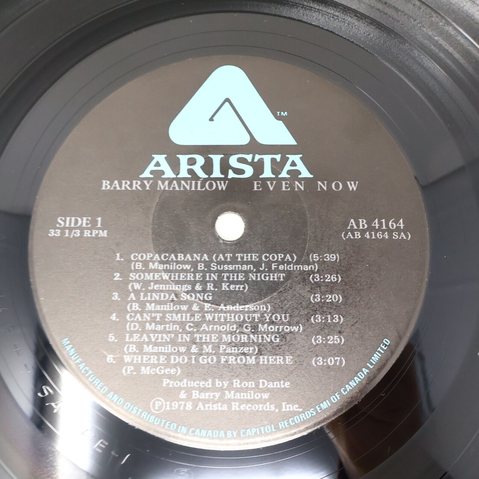 Barry Manilow Even Now LP Record Vinyl Arista AB 4164 Canada Copacabana 1978