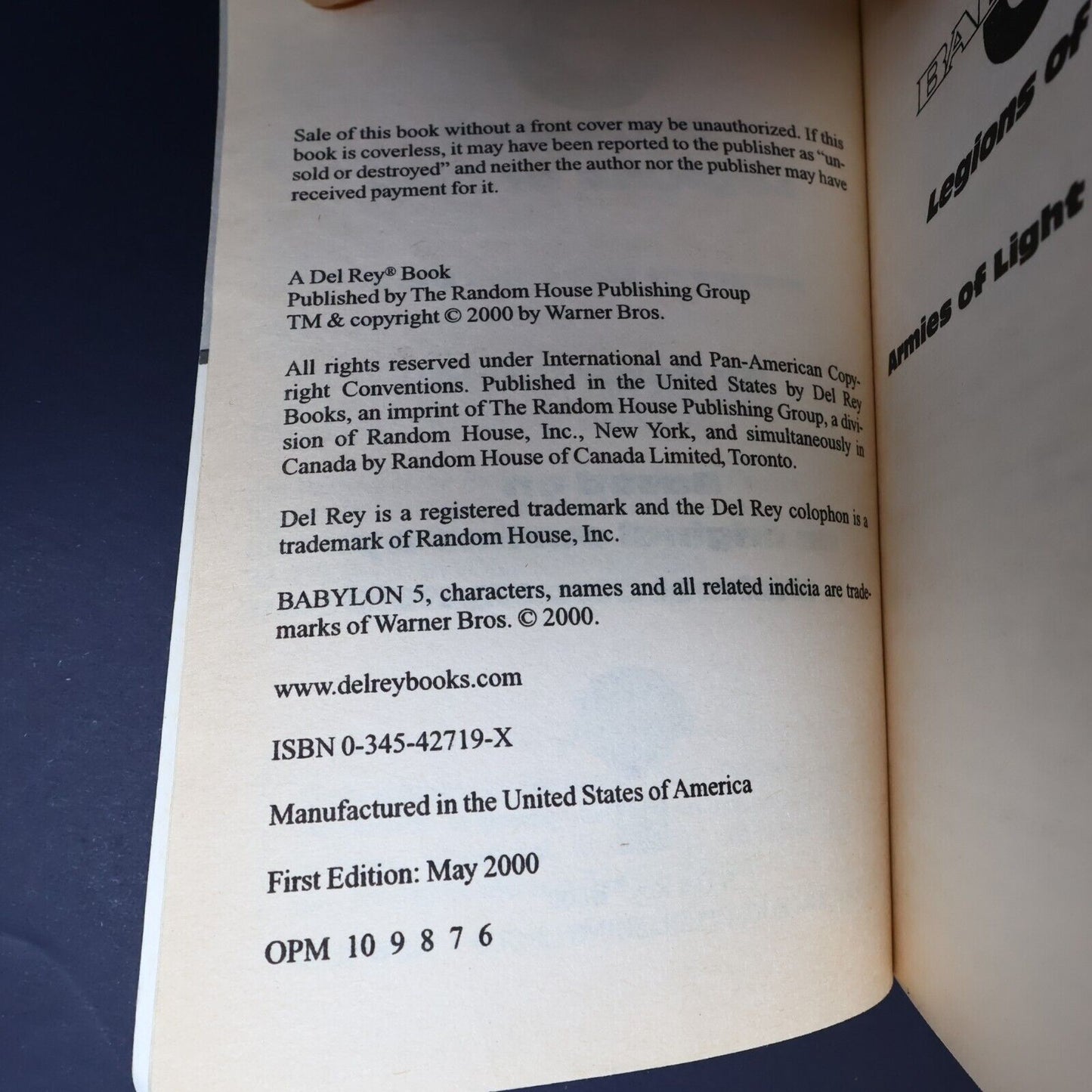 2000 Legions of Fire #2 Armies of Light and Dark Babylon 5 by Peter David Book