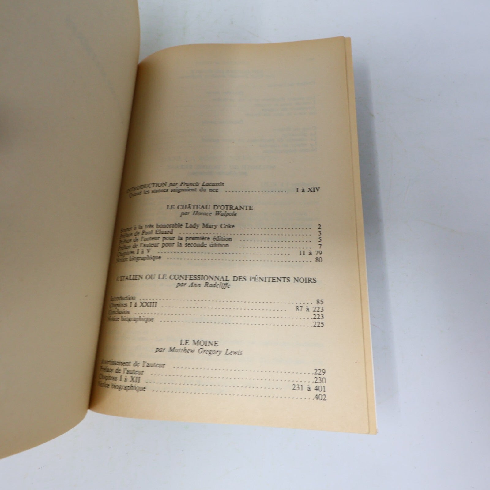 Romans Terrifiants Bouquins Le Château d'Otrante Le Moine 1984 Robert Laffont PB
