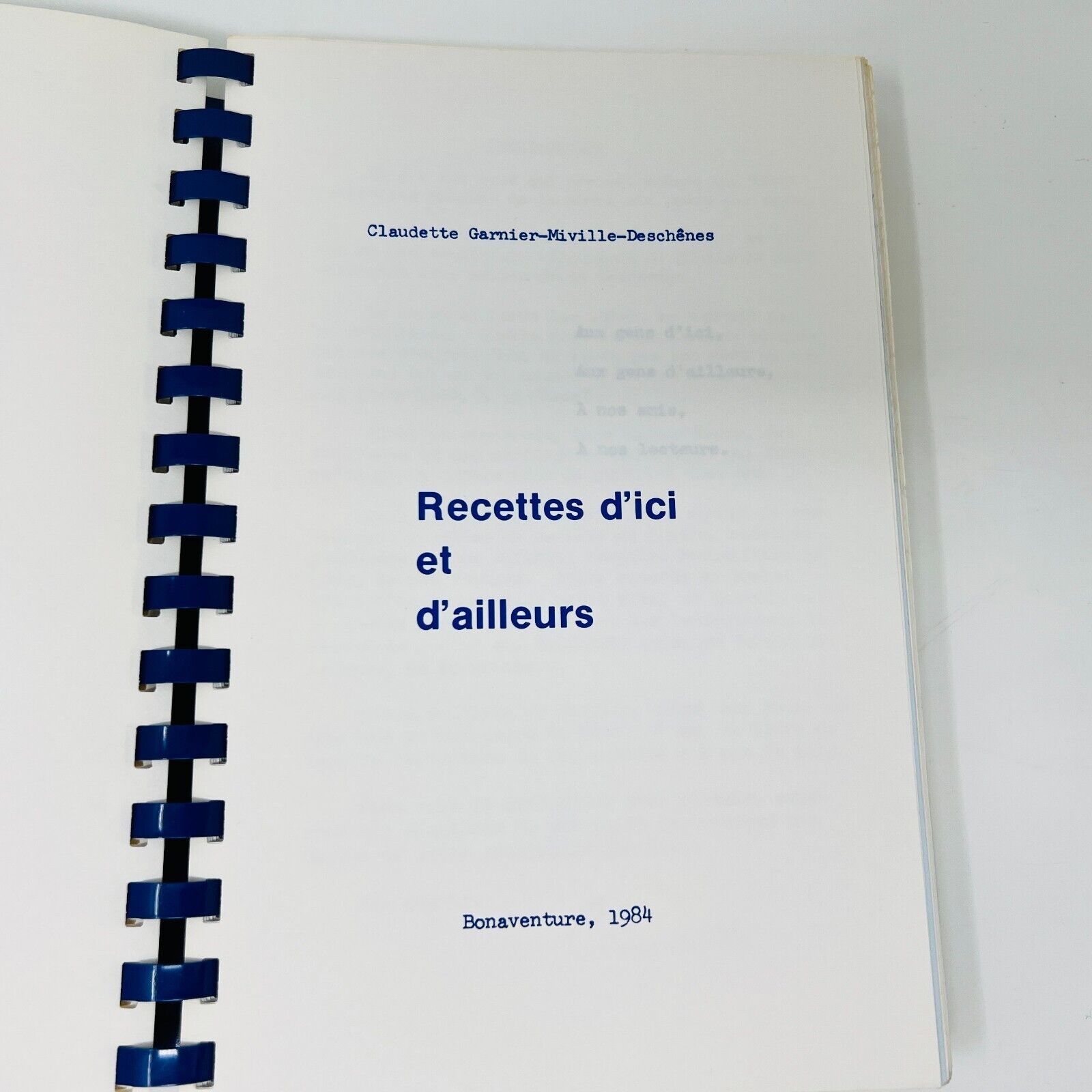 1984 Recettes d'Ici et d'Ailleurs Cuisine C. Garnier-Miville-Deschênes Gaspésie