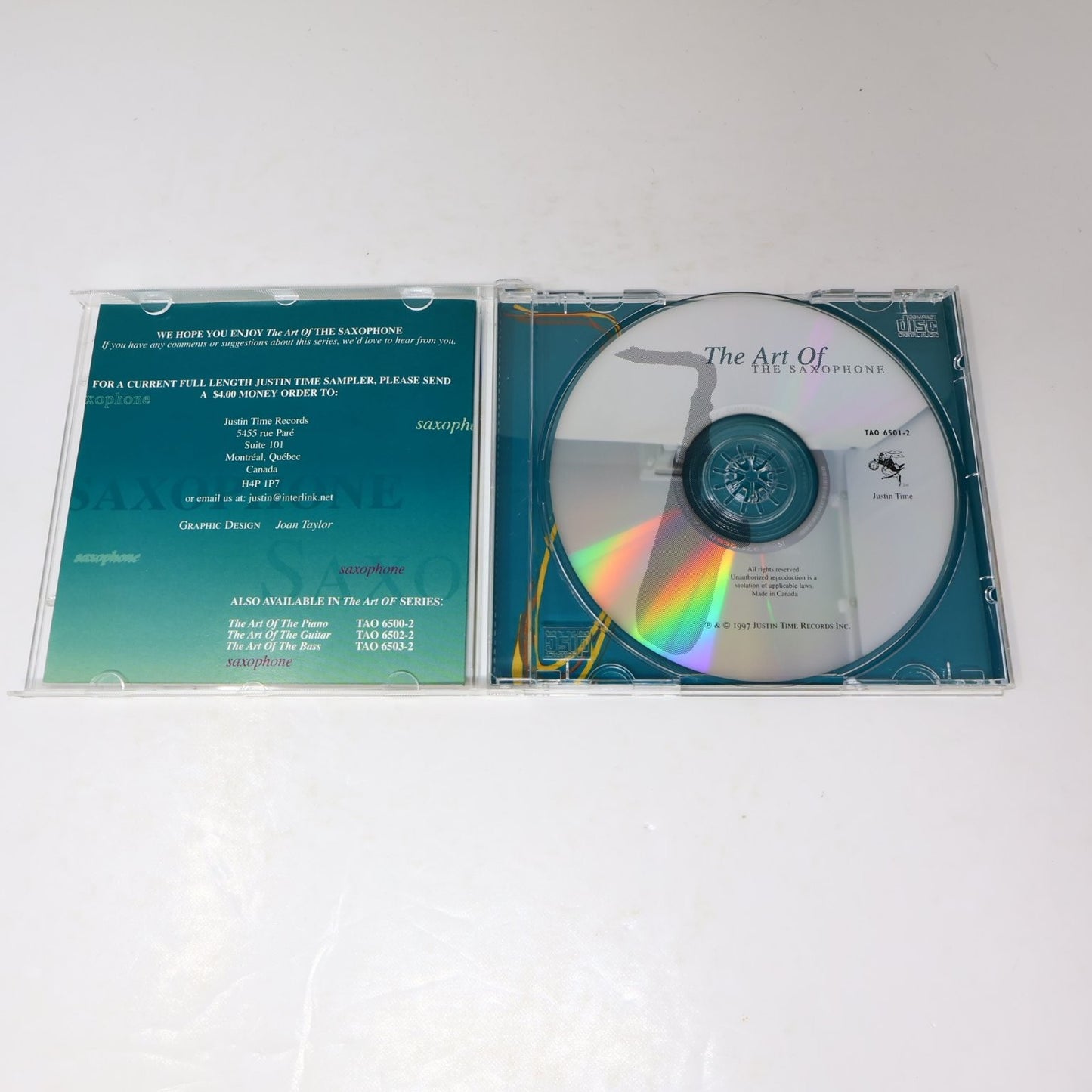 The Art Of The Saxophone CD 1997 Jazz Justin Time Records Canada
