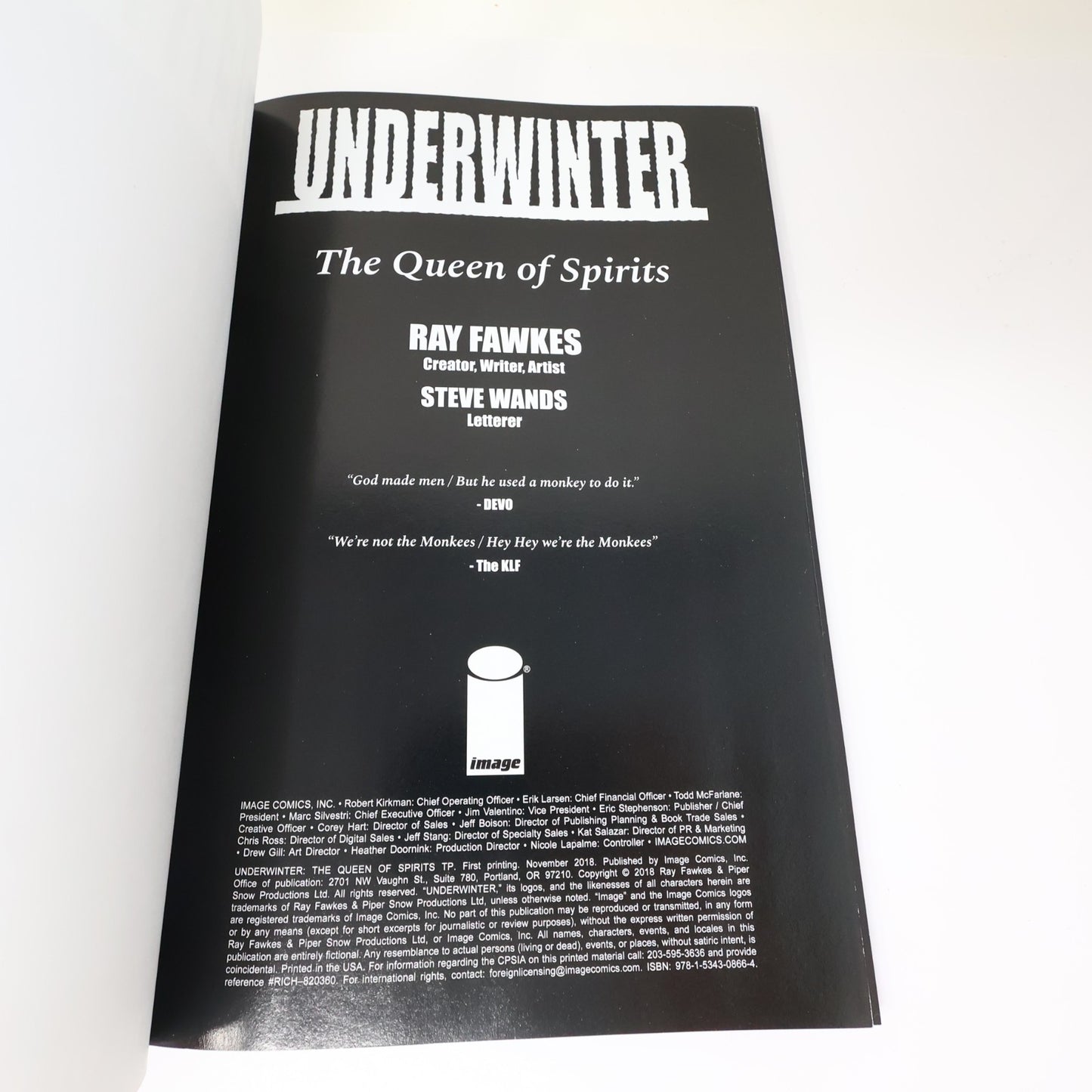 The Queen of Spirits Ray Fawkes Underwinter Image 2018 PB Comics Horror Fantasy