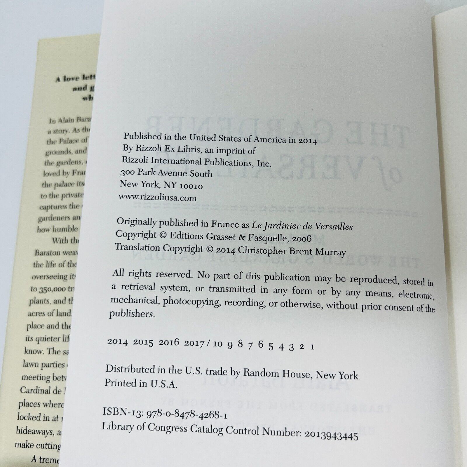 2014 The Gardener of Versailles My Life in the World's Grandest Garden Baraton