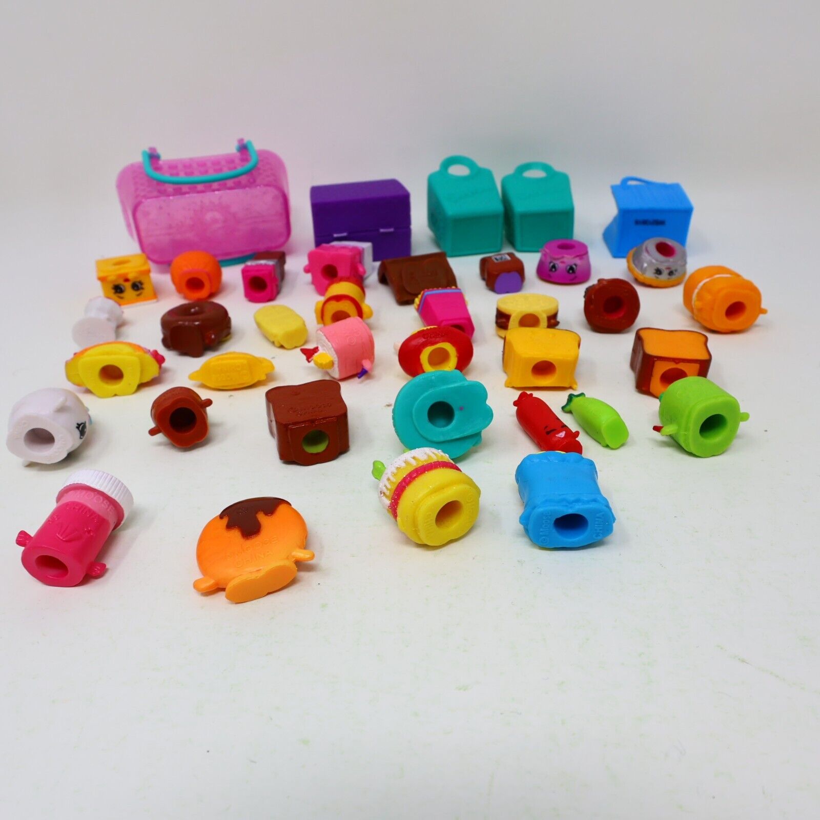 Lot of 33 Shopkins Figures Toys Mixed Food Bread Chocolate Cake Cookies Moose