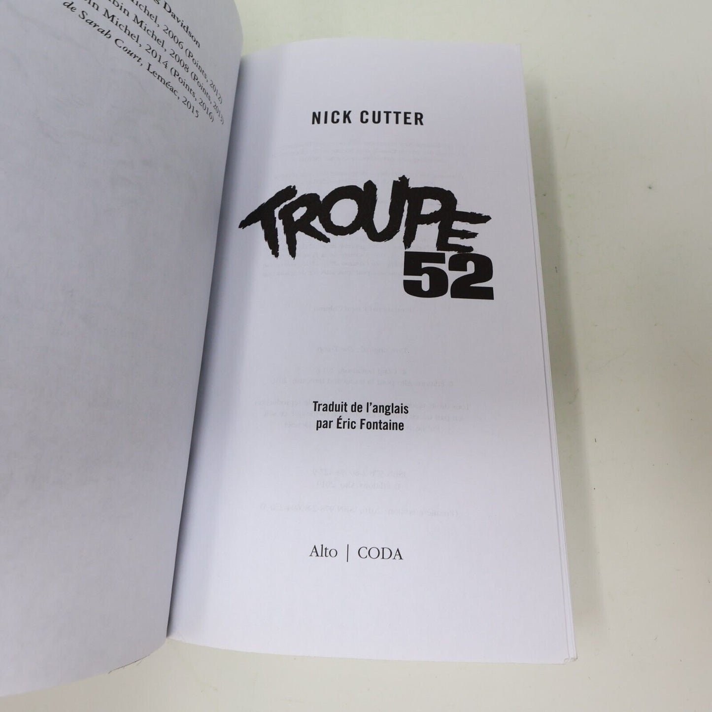 2019 Troupe 52 Nick Cutter Paperback PB Alto Horreur Français Livre 2010s French