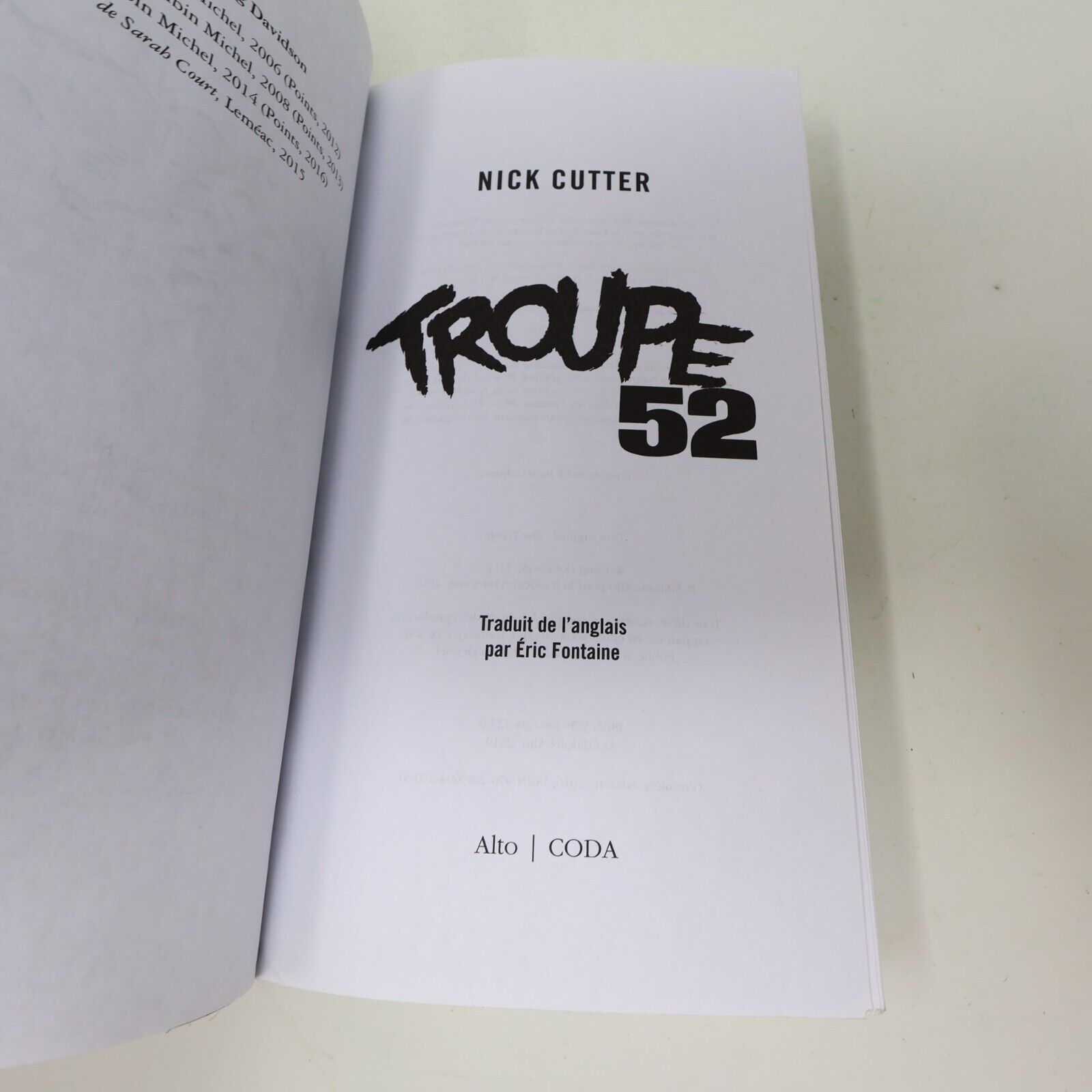 2019 Troupe 52 Nick Cutter Paperback PB Alto Horreur Français Livre 2010s French