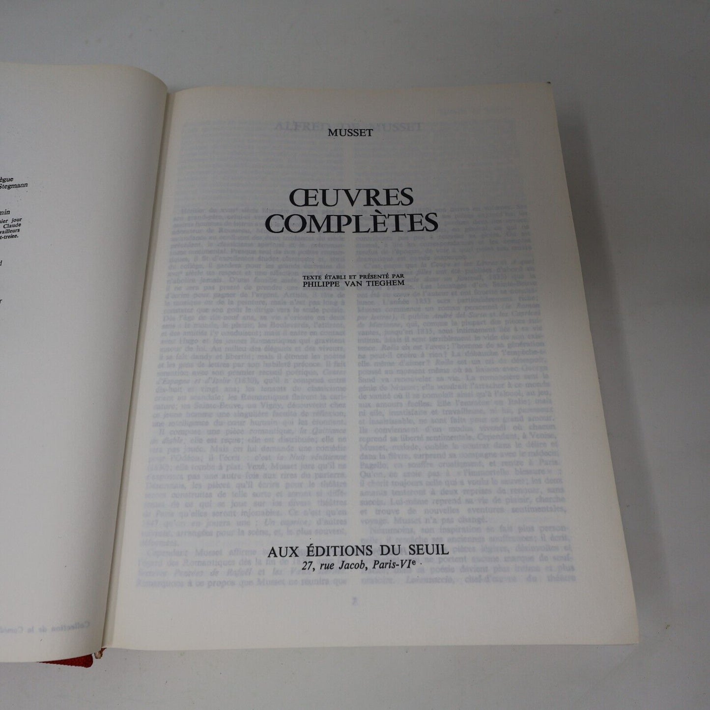 1964 L'Intégrale Musset Oeuvres Complètes de Alfred de Musset Littérature Seuil