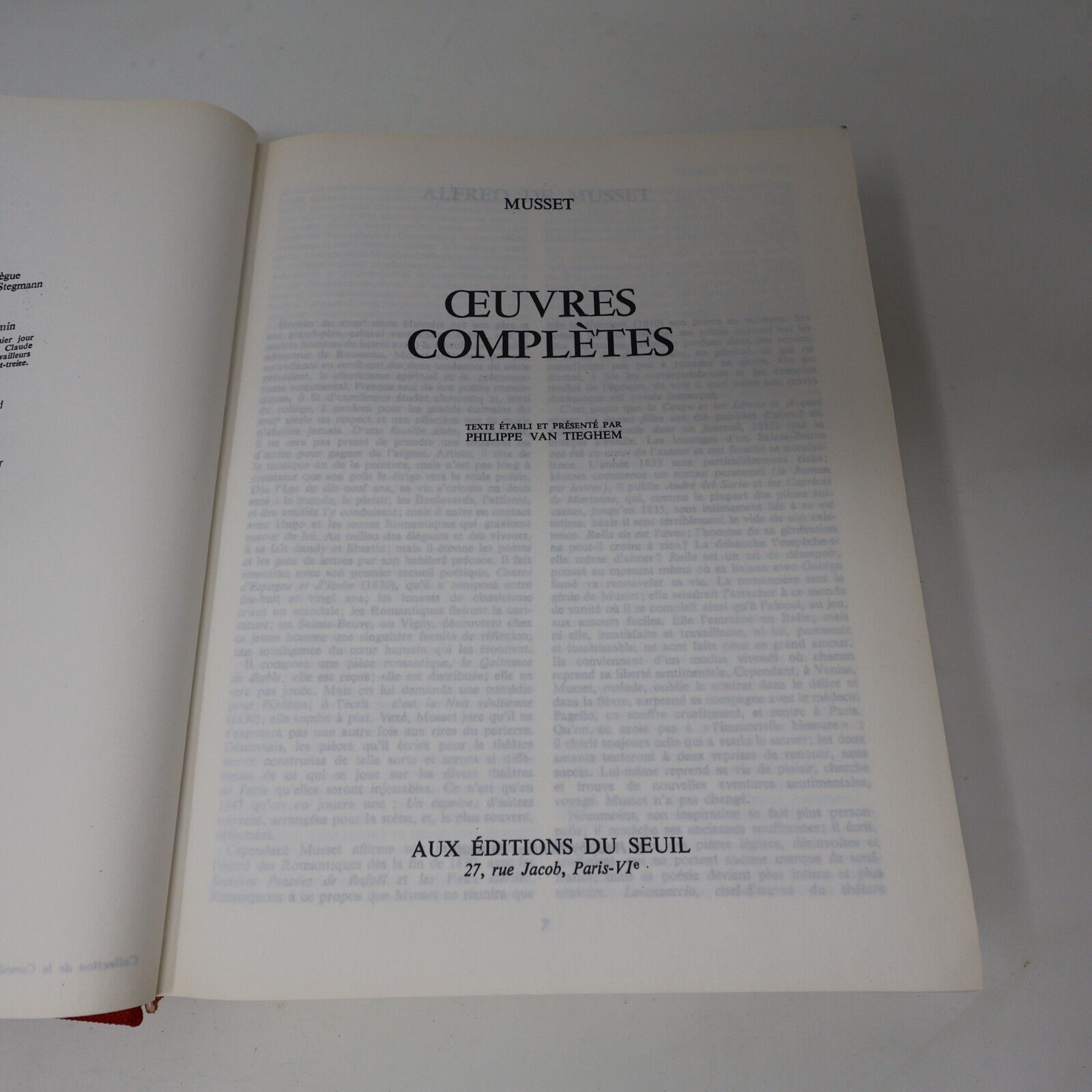 1964 L'Intégrale Musset Oeuvres Complètes de Alfred de Musset Littérature Seuil