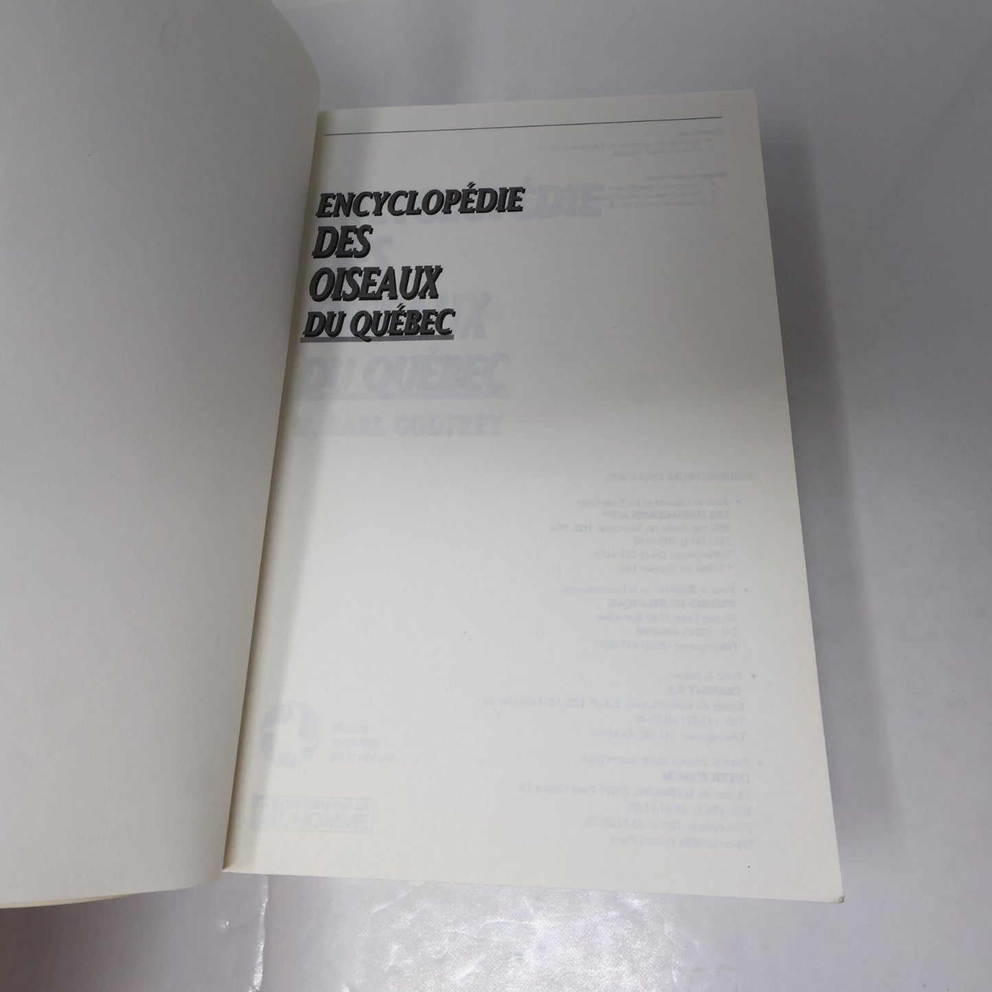 Encyclopédie des Oiseaux du Québec W. Earl Godfrey 1990 PB Ornithologie Animaux