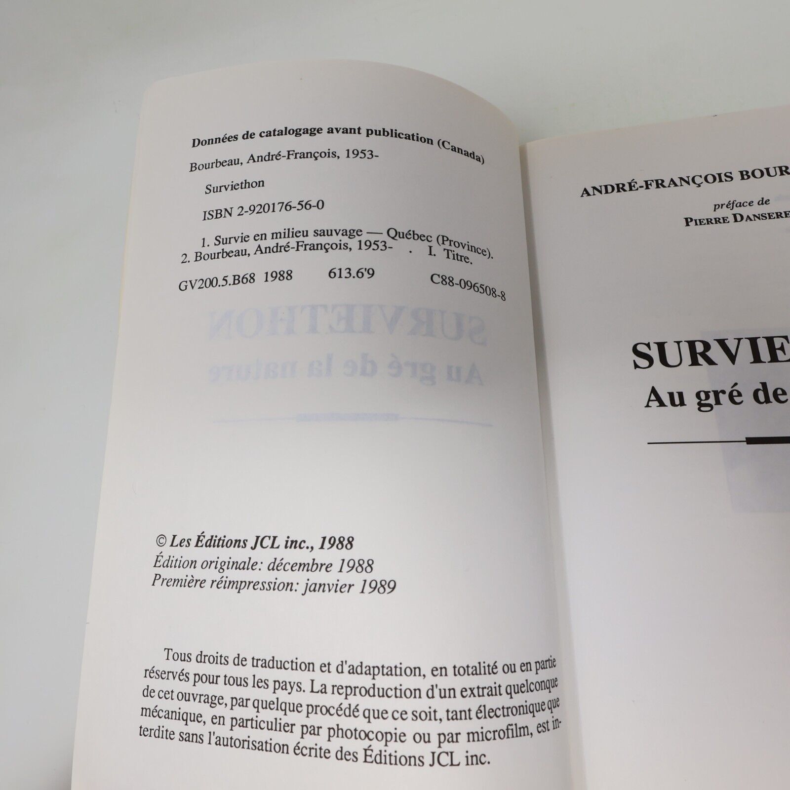 1988 Surviethon au Gré de la Nature André-François Bourbeau Jcl Survivalisme PB
