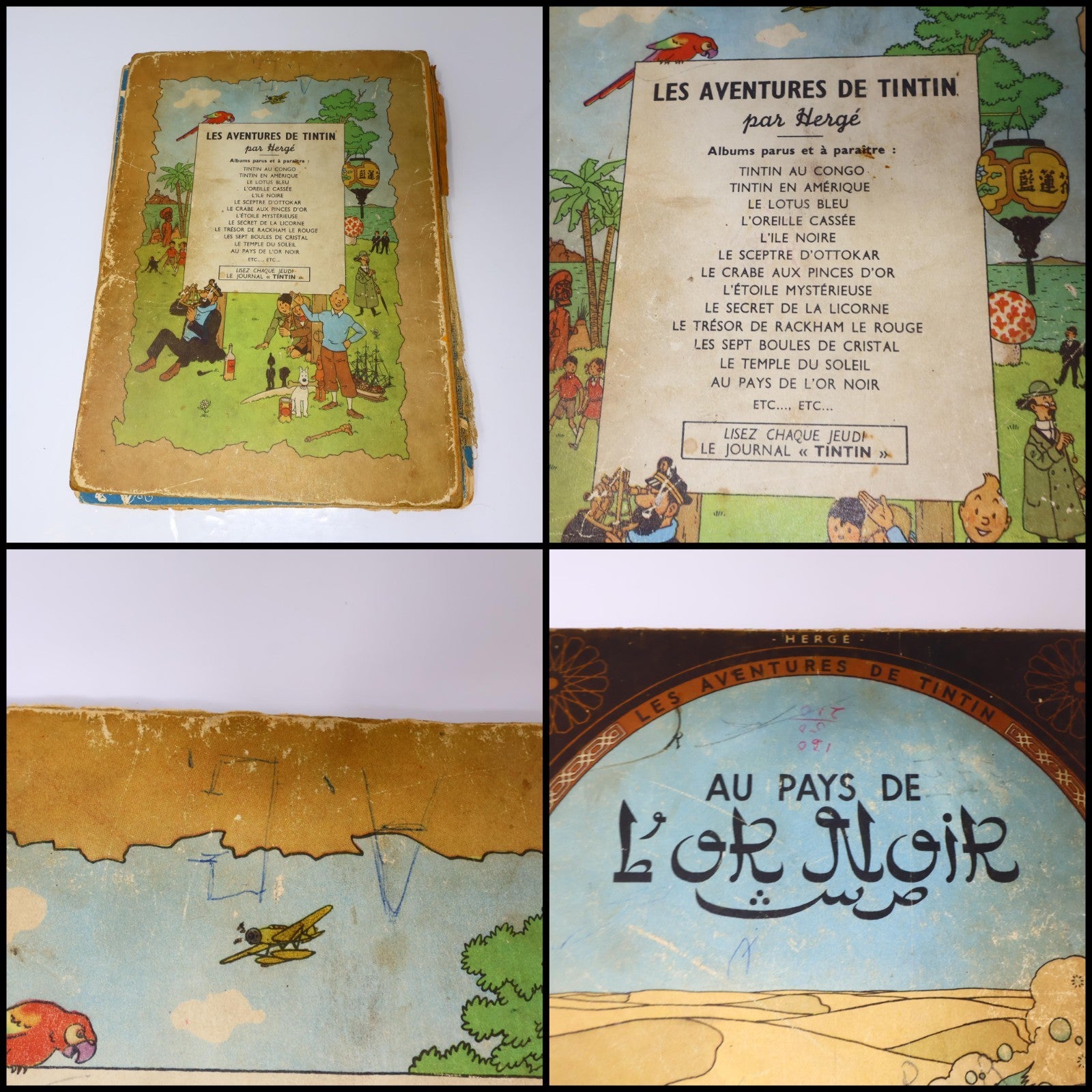 Tintin Au Pays de l'Or Noir Hergé Casterman 1950 B4 EO HC Français Mauvais État