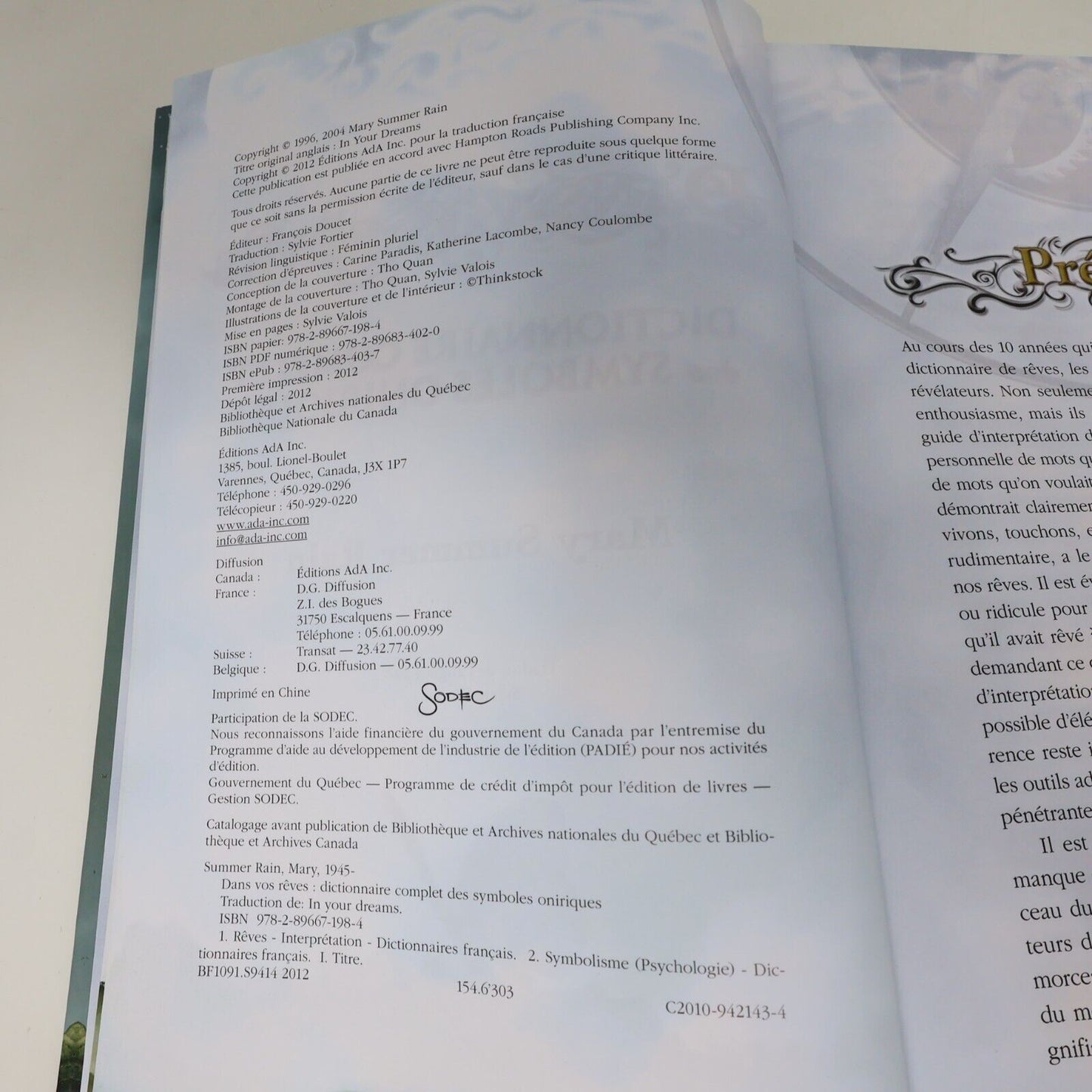 2012 Dans Vos Rêves Dictionnaire Complet des Symboles Oniriques Ada Ésotérisme
