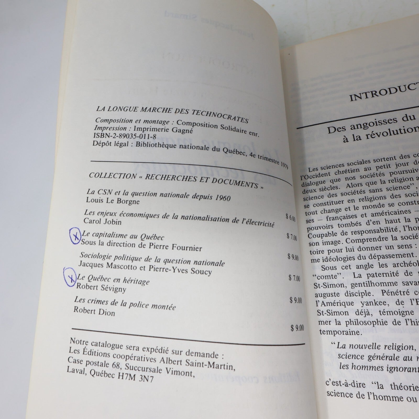 1979 La Longue Marche des Technocrates Jean-Jacques Simard Politique Société 70s
