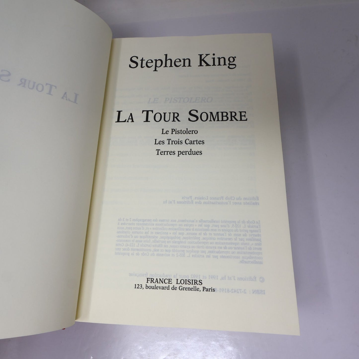 La Tour Sombre #1-2-3 Stephen King France Loisirs Pistolero/Trois Cartes Omnibus